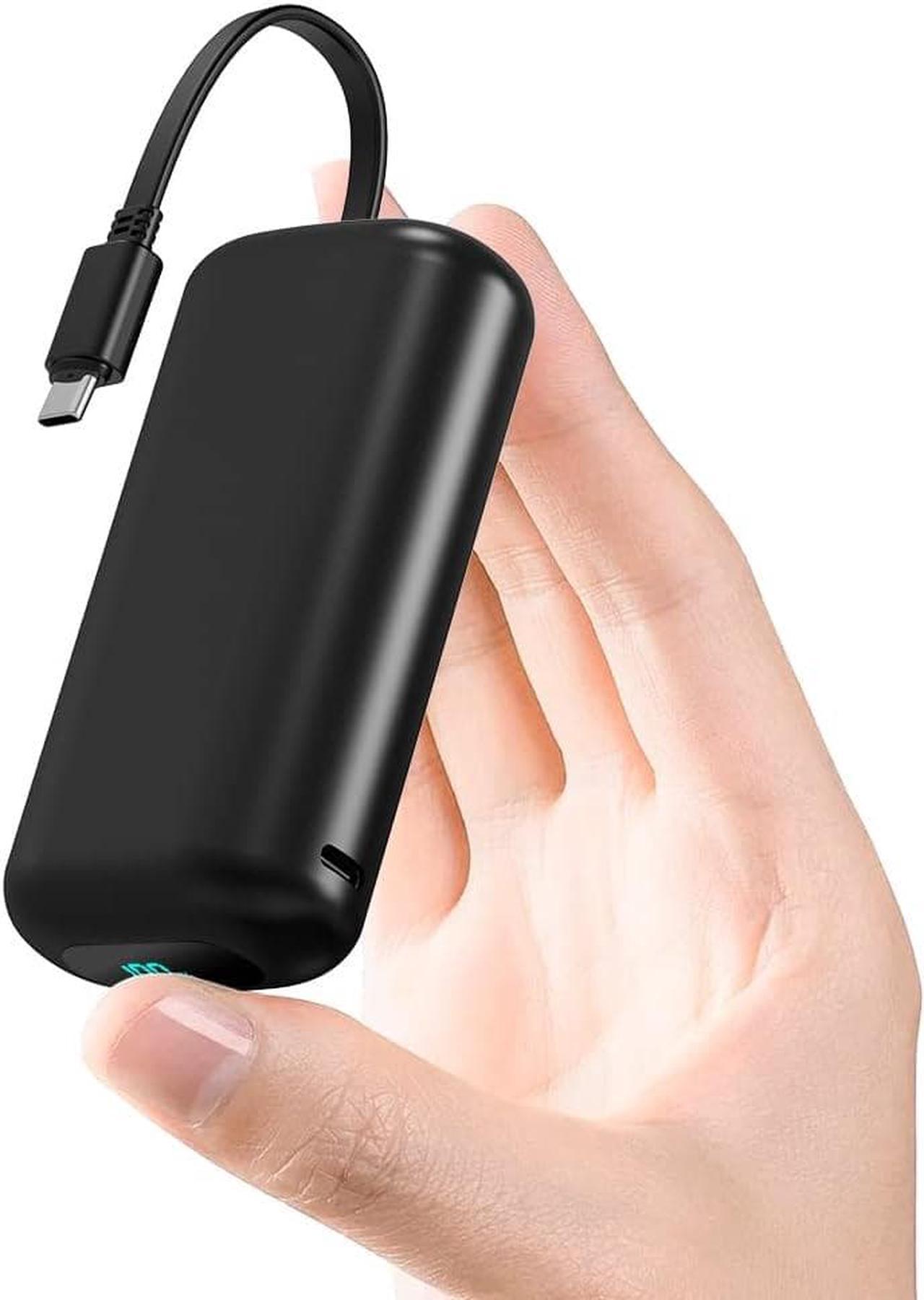 Acsin USB C Power Bank with Built in Cable Small Portable Charger 10000mAh 20W PD Fast Charging Battery Pack for iPhone 15,15 Plus,15 Pro,Samsung S22 S21 S20,Note,LG,Moto (Black)