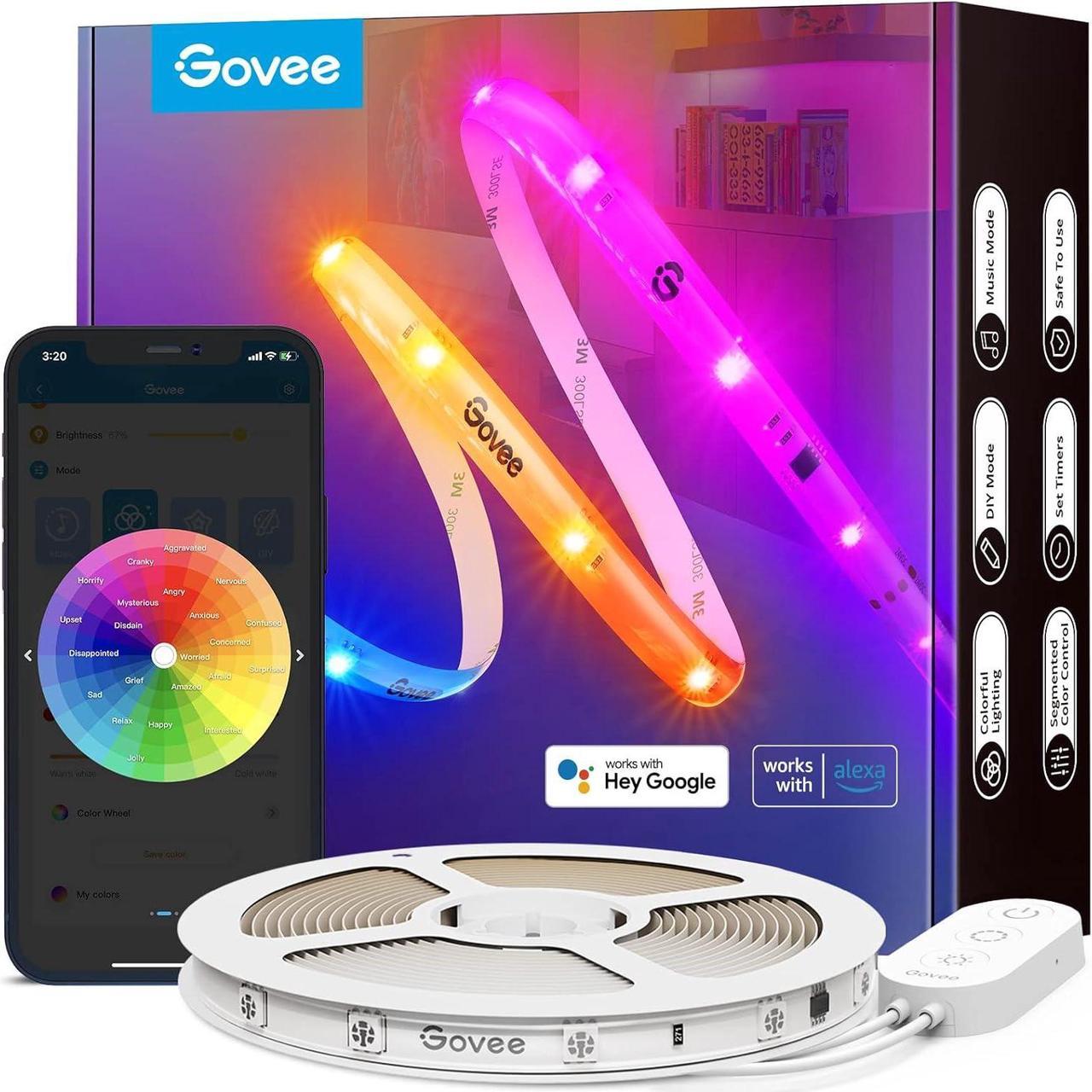 Govee RGBIC Pro LED Strip Lights, 32.8ft Color Changing Smart LED Strips, Works with Alexa and Google, Segmented DIY, Music Sync, WiFi and App Control, LED Lights for Bedroom, Living Room