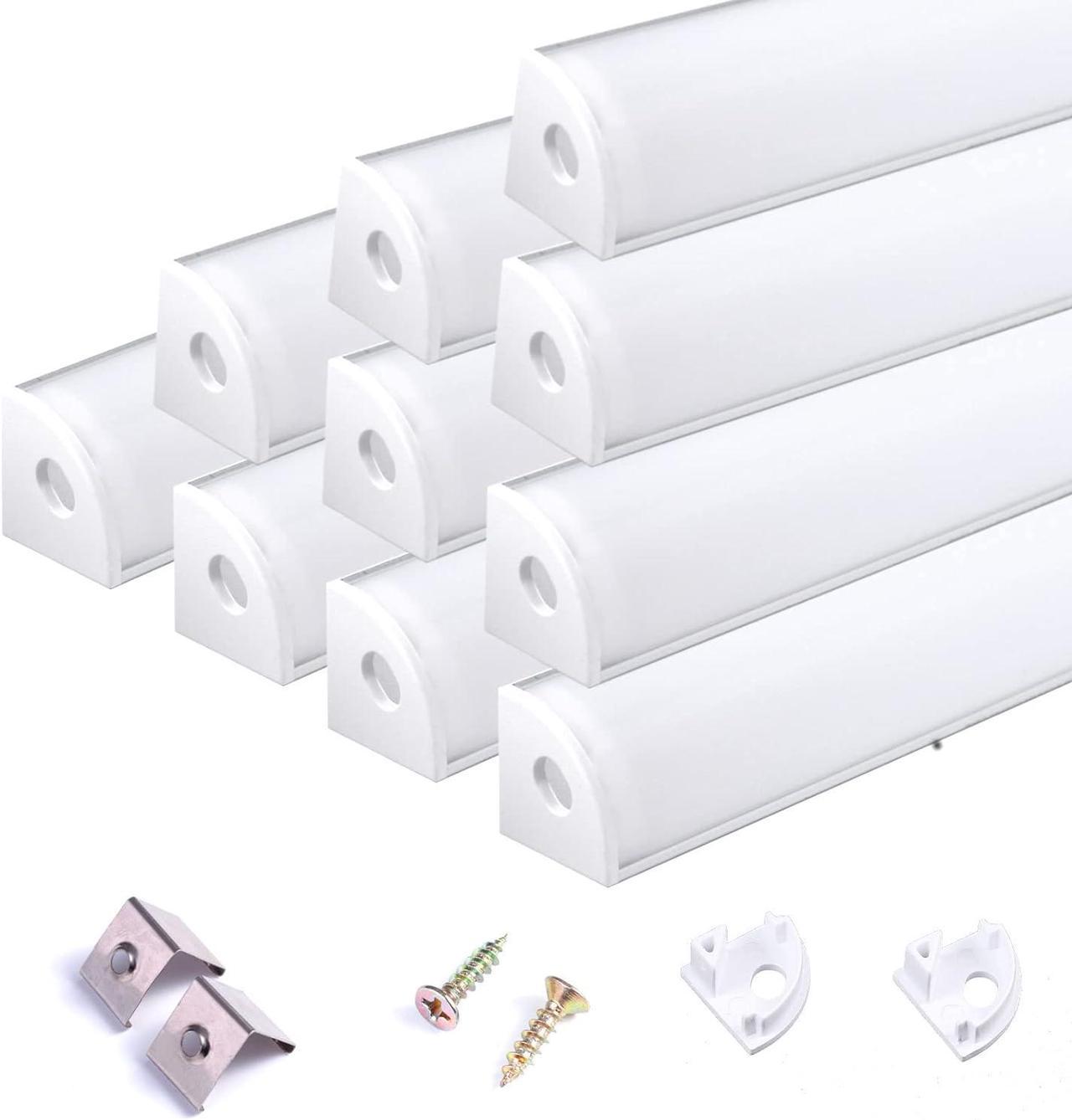 LABOREDUER 10Pack LED V Shape Diffuser 3.3FT/1M Aluminum Channel System with Milky White PC Cover, Aluminum Profile Track for LED Strip Lights Mounting 5050 3528