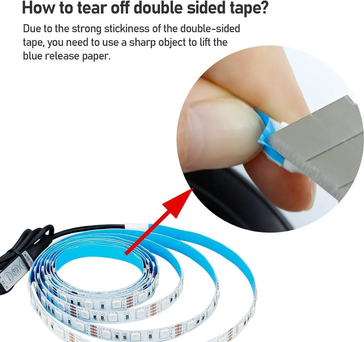 Alt view image 5 of 6 - 5V USB RGB LED Strip Light USB Powered 13.2ft/4M (2pcs x 6.6ft) 240LEDs Flexible SMD 5050 with Controller Dimmable 19 Dynamic Modes 20 Static Colors No-Waterproof IP20 LED Tape Lights