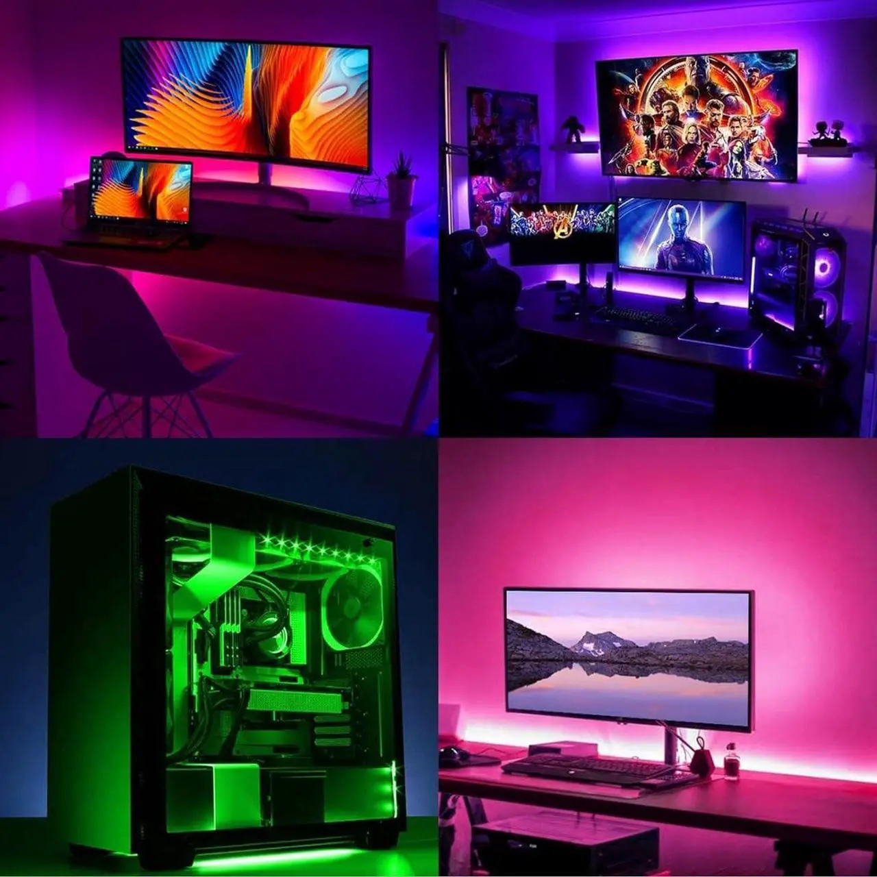 Alt view image 6 of 6 - 5V USB RGB LED Strip Light USB Powered 13.2ft/4M (2pcs x 6.6ft) 240LEDs Flexible SMD 5050 with Controller Dimmable 19 Dynamic Modes 20 Static Colors No-Waterproof IP20 LED Tape Lights