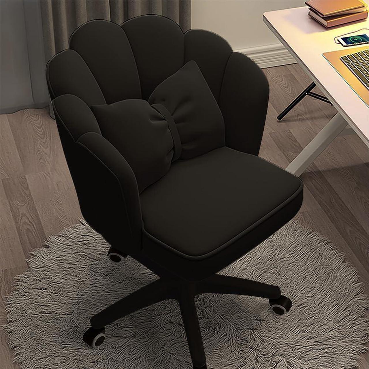 Home Office Chair Butterfly Chair with Mid-Back Upholstered Modern Tufted Computer Task Chair Swivel Height Adjustable Velvet Accent Chair