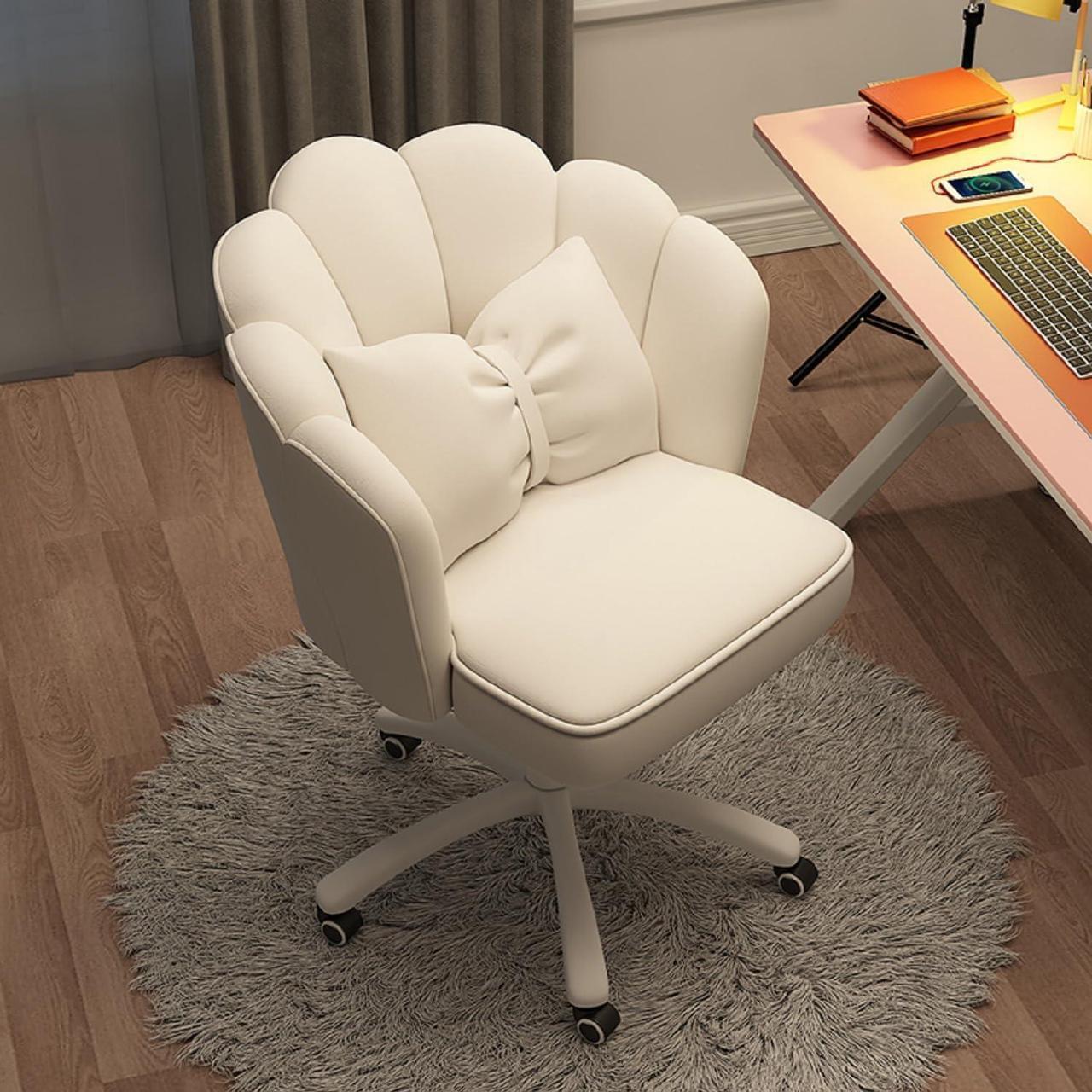 HDHNBA Home Office Chair Butterfly Chair with Mid-Back Upholstered Modern Tufted Computer Task Chair Swivel Height Adjustable Velvet Accent Chair