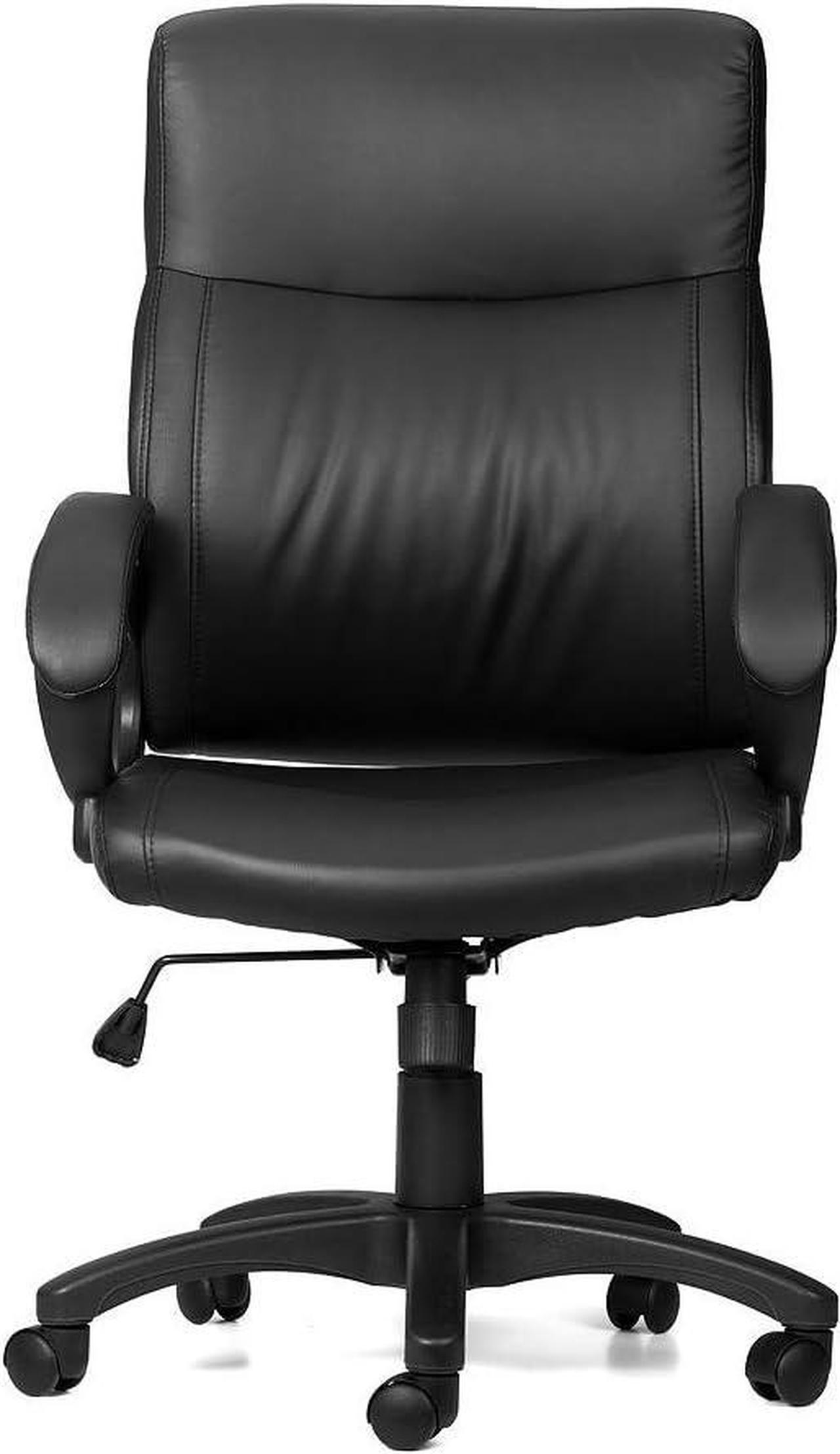 Moustache Office Chair, Height Adjustable Executive Chair with Thick Padded Seat Armrest and Lumbar Support, Swivel Bonded PU Leather Ergonomic Chair for Home Office