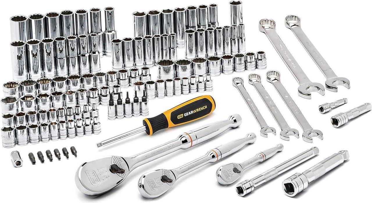 GEARWRENCH 118 Pc. 1/4", 3/8" & 1/2" Drive 6 & 12 Pt. Mechanics Tool Set, Standard & Deep, SAE/Metric - 83001D