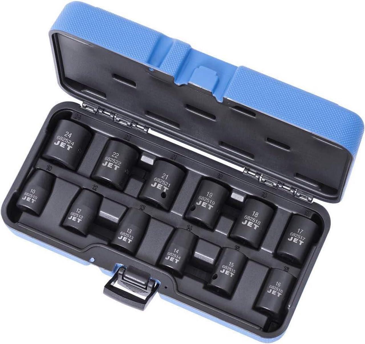 JET 1/2-inch Drive, 12-Piece Regular Metric Professional Impact Socket Set, 6 Point, 610308