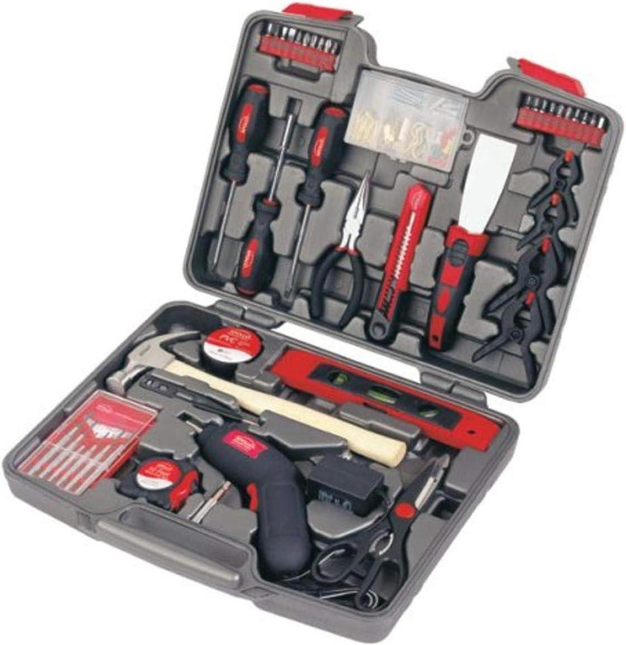 Apollo Precision Tools DT8422 Household Tool Kit with 4.8-Volt Cordless Screw driver, 144-Piece