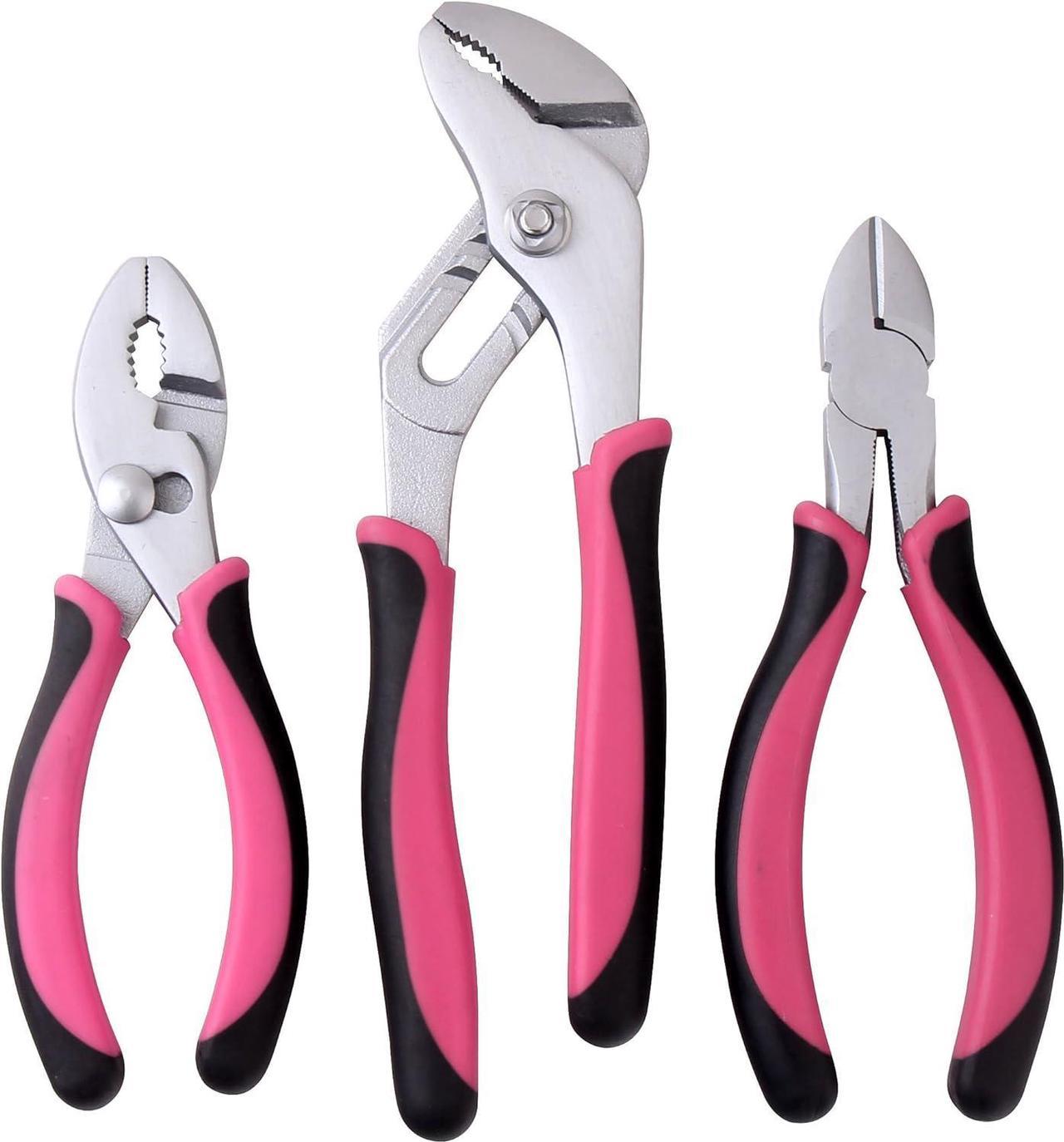 Apollo Tools DT5008P Plier Set, 3Piece, Pink