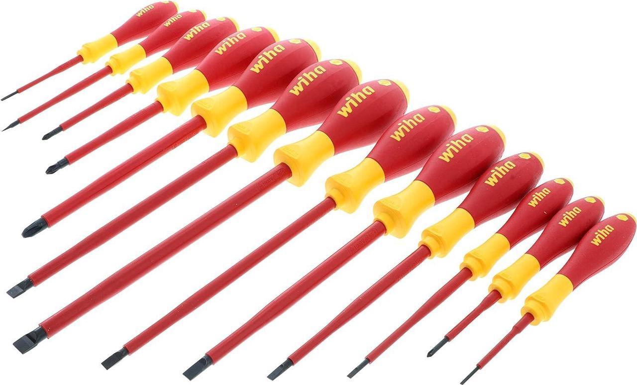 Insulated Cushion Grip Slotted Screwdriver Set, 10 Piece