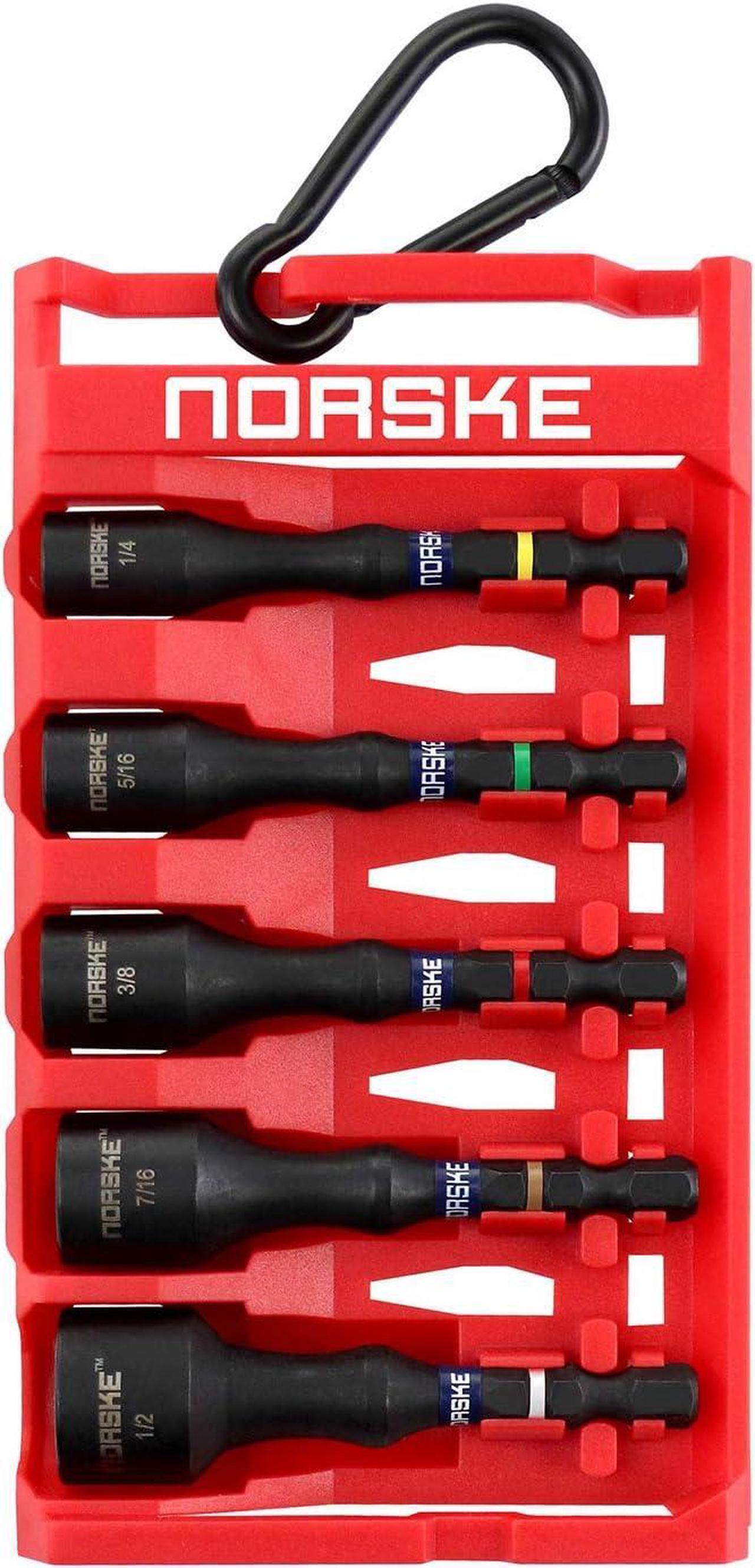 Norske Tools NIBPI650 Impact Torsion Magnetic Nutsetters (1/4", 5/16", 3/8", 7/16" and 1/2") 5pc Pack Clip