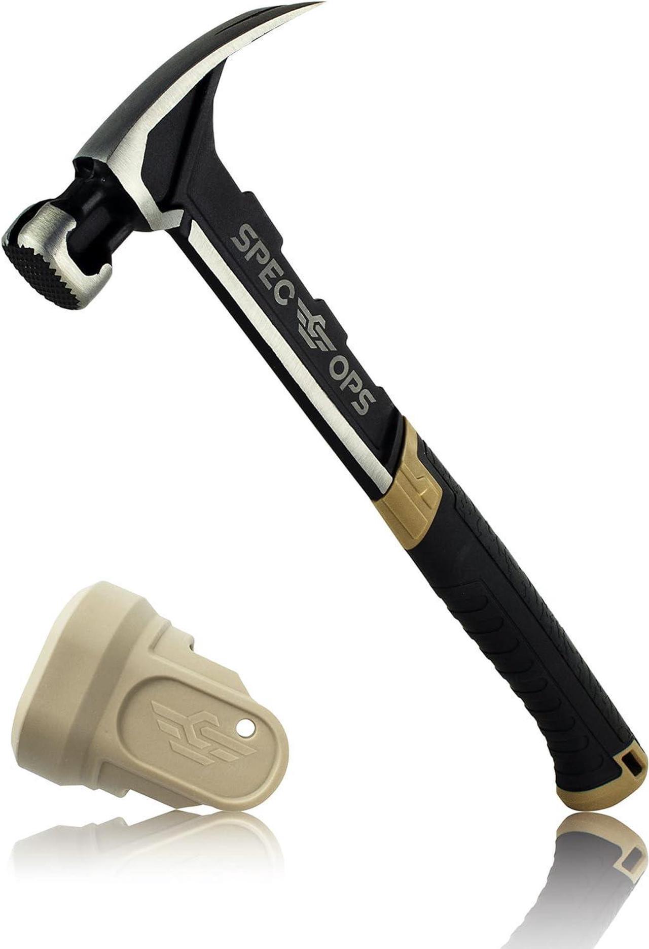 Spec Ops Tools Framing Hammer, 22 oz, Rip Claw, Milled Face, Soft Mallet Cap, Shock-Absorbing Grip, 3% Donated to Veterans,Black/Tan