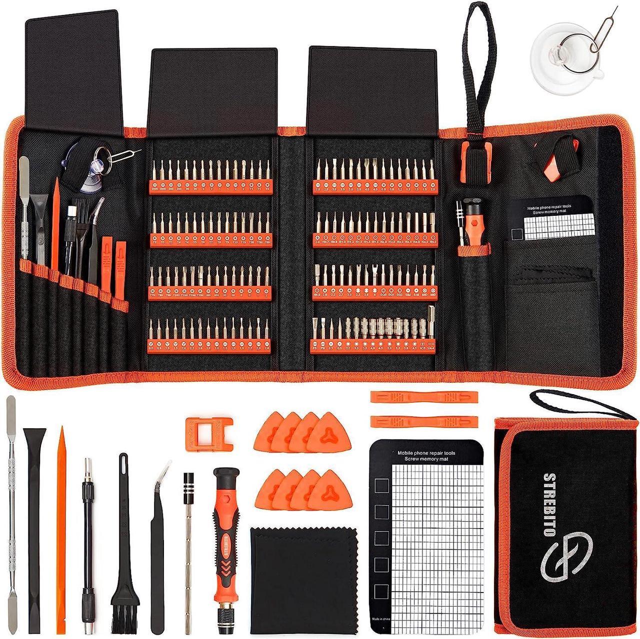 STREBITO Screwdriver Sets 142-Piece Electronics Precision Screwdriver with 120 Bits Magnetic Repair Tool Kit for iPhone, MacBook, Computer, Laptop, PC, Tablet, PS4, Xbox, Nintendo, Game Console