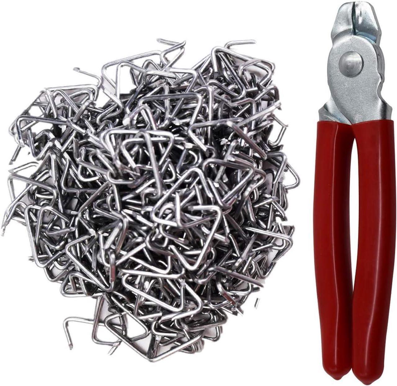 HARDK Hog Ring Pliers Set Straight, 500 pcs Galvanized Hog Rings, Professional Upholstery Installation Kit Tool