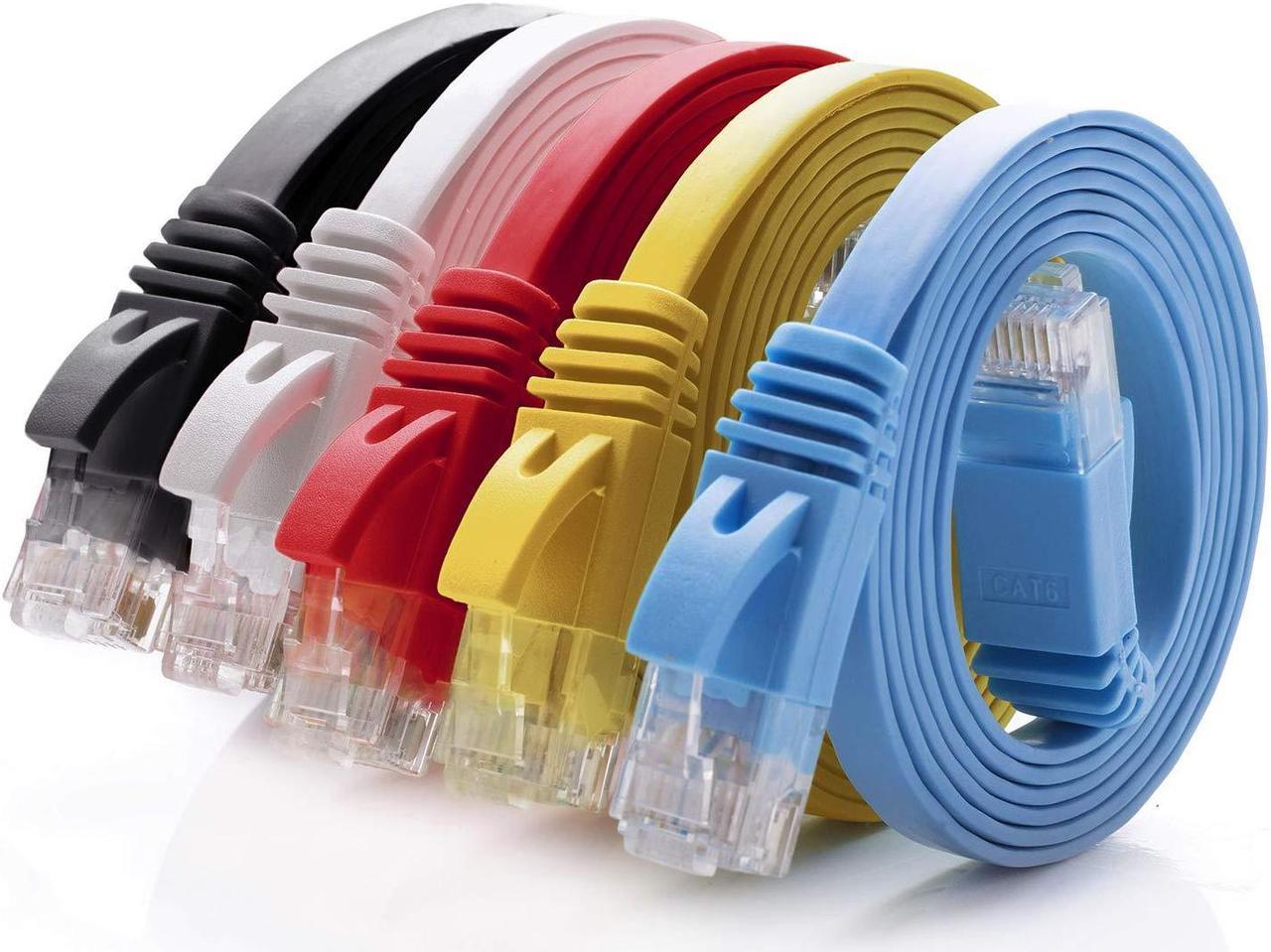 Cat 6 Ethernet Cable 5ft 5 Pack (at a Cat5e Price but Higher Bandwidth) Flat Internet Network Cable - Cat6 Ethernet Patch Cable Short - Computer LAN Cable with Snagless RJ45 Connectors