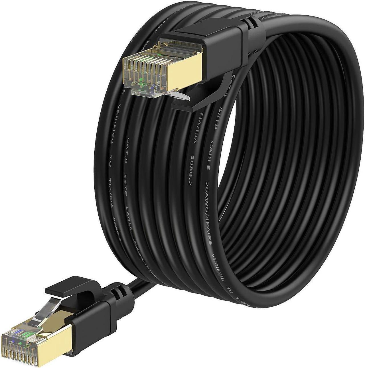 YixGH Cat8 Ethernet Cable, Internet Network Cord, 40Gbps 2000Mhz LAN Wires, High Speed SSTP LAN Cables with Gold Plated RJ45 Connector for Router, Modem, Gaming, Xbox (200ft)