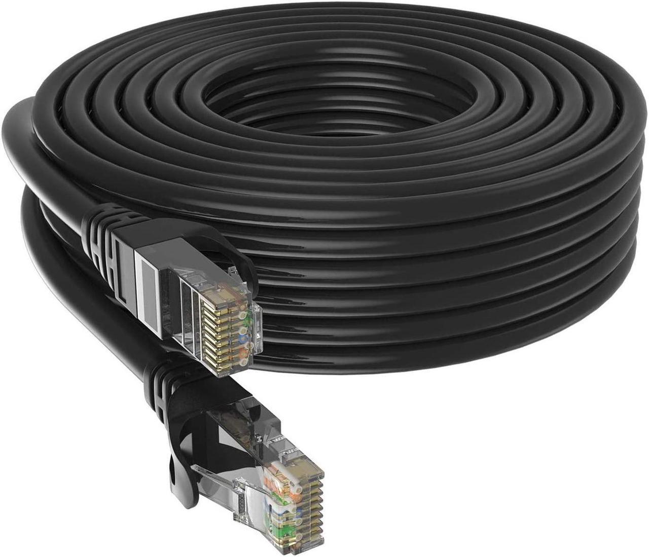 Cat6 Ethernet Cable, 100ft 30M Black - RJ45, LAN, 24AWG UTP CAT 6, Network, Patch, Internet Cable - (100 Feet, Black)