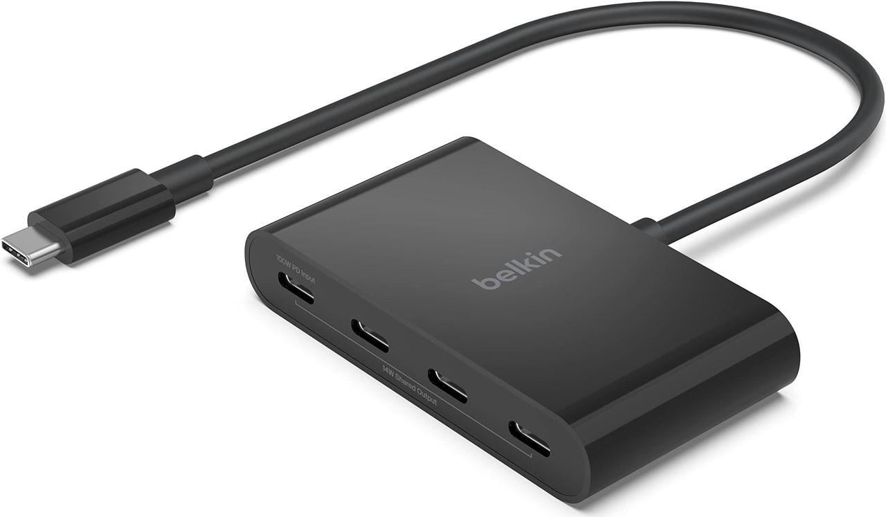 Belkin Connect USB-C to 4-Port USB-C Hub, Multiport Adapter Dongle with 4 USB-C 3.2 Gen2 Ports & 100W PD with Max 10Gbps High Speed Data Transfer for MacBook, iPad, Chromebook, PC, and More