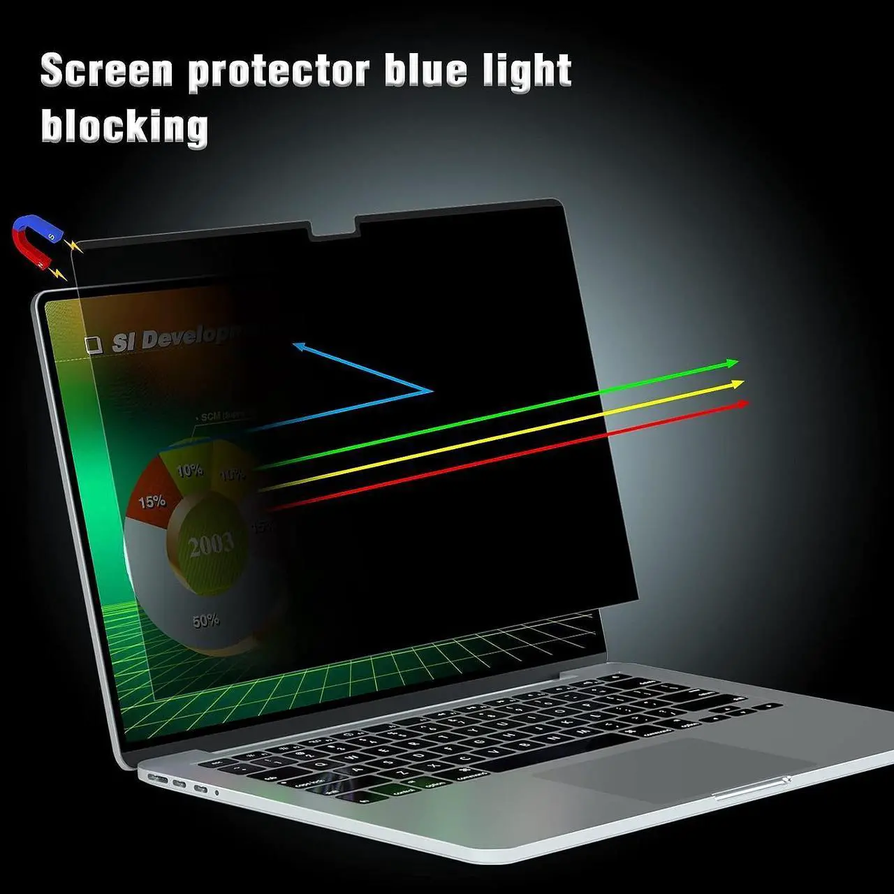 Alt view image 3 of 6 - privacy screen macbook pro 14 inch, magnetic privacy screen for 2023-2021MacBook Pro 14.2 inch M1 Pro/M1 Max (A2779/A2442),Anti-Spy,HD,Anti Fingerprint,Anti Blue Light,Removable,easy installation
