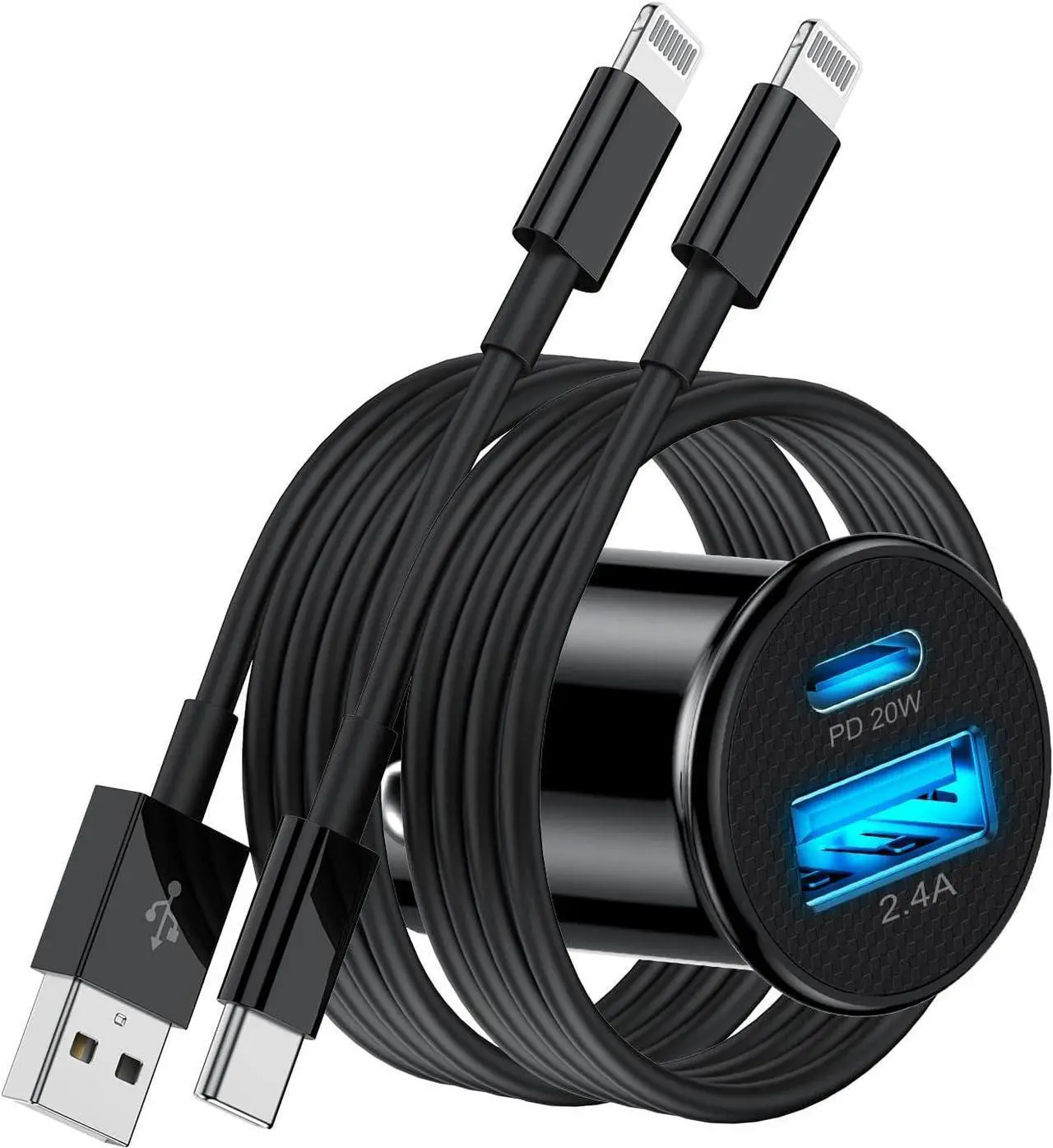 Main image of [Apple Certified] iPhone Fast Car Charger,Dual-Port USB A and USB C Car Charging Adapter with 2X6ft Lightning Cable, Type C Car Charging Plug for iPhone 14 Pro/13 Pro Max/12 Mini/11/XS/XR/X/8/iPad