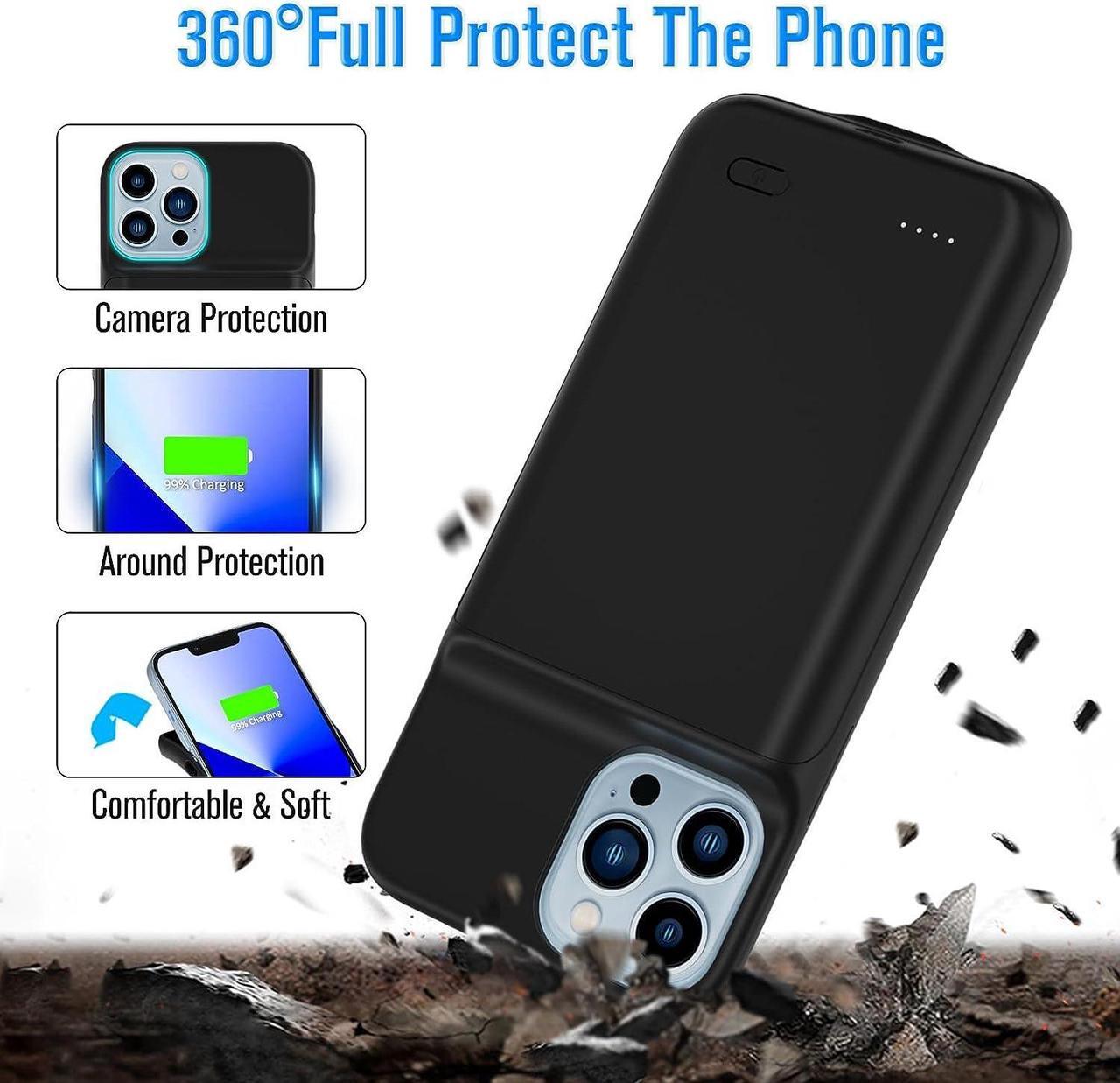 Alt view image 4 of 7 - Gladgogo iPhone 13 Pro Charging Case, 6000mAH Portable Protective iPhone 13 Pro Battery Case, Rechargeable Extended iPhone 13 Pro Charger Case, Smart Battery Case for iPhone 13 Pro, 6.1 inch, Black