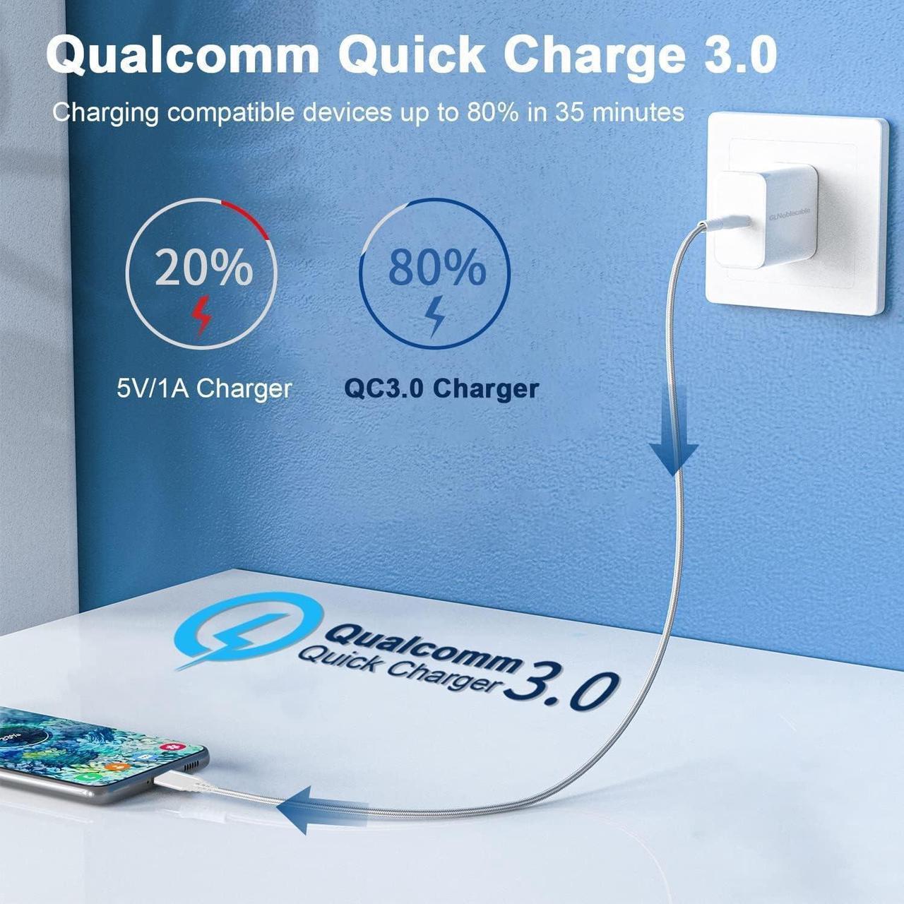 Alt view image 6 of 7 - Fast Wall Charger and USB C Charging Cable Cord for Nokia G400 5G/G300 5G/G100 G50 X100 XR20 C200/7.2/8.3 5G/8 V 5G UW/5.4 G10 G20 T10 T21 T20 C2 Tava/C2 Tennen/C5 Endi 6.1 6.2 Phone,Quick Charge 3.0