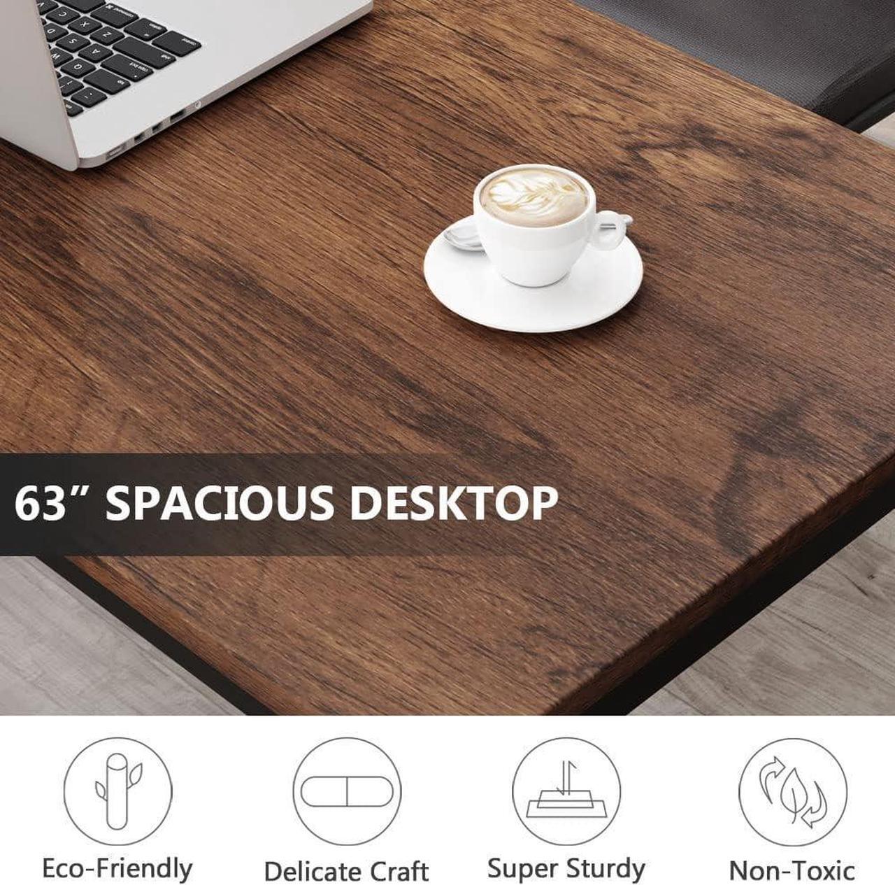 Alt view image 6 of 7 - Tribesigns Modern Simple Computer Desk, 47 inch Vintage Office Desk Computer Table, Study Writing Study Desk Workstation for Home Office, Rustic Brown