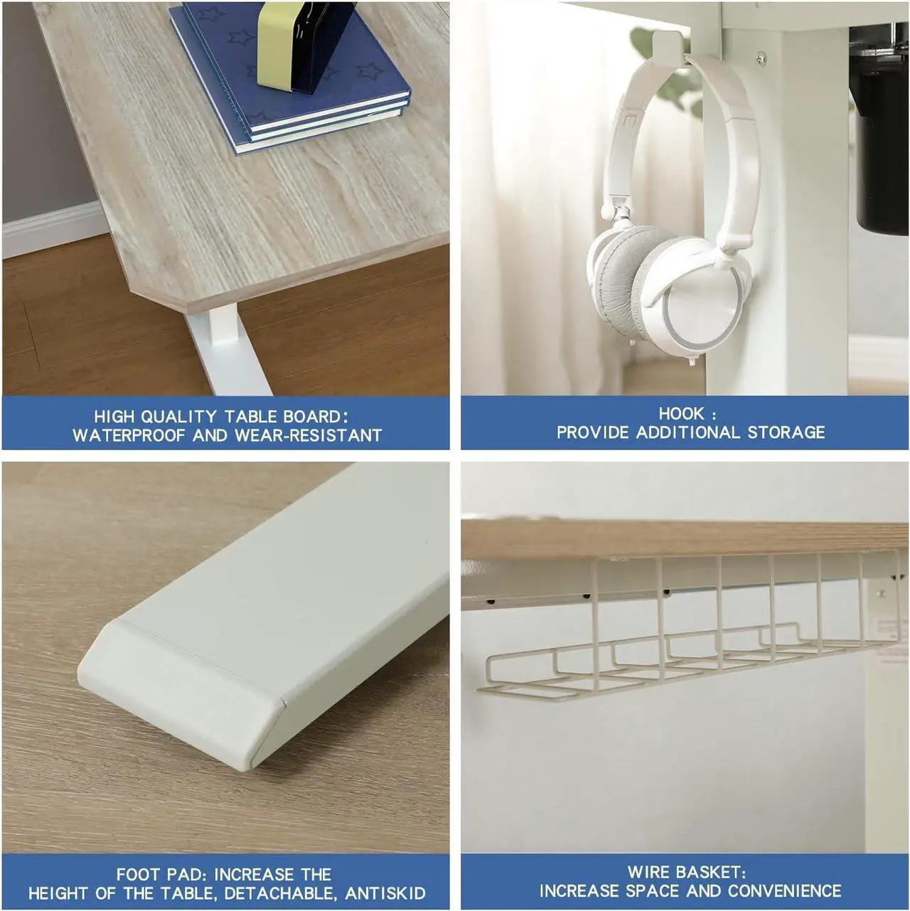Alt view image 7 of 7 - Jceet Adjustable Height L-Shaped 59 Inch Electric Standing Desk - Sit Stand Computer Desk, Stand Up Desk Table for Home Office, White Frame and Oak Top