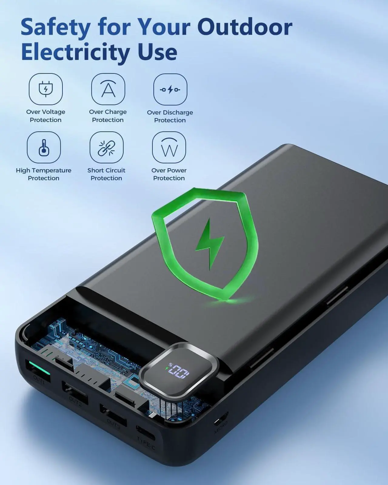 Alt view image 6 of 6 - Portable-Charger-Power-Bank - 50000mAh Powerbank PD 30W and QC 4.0 Fast Charging External Battery Pack with USB-C LED 4 Outputs & 2 Inputs Portable Charging for iPhone 15 14 13 pro