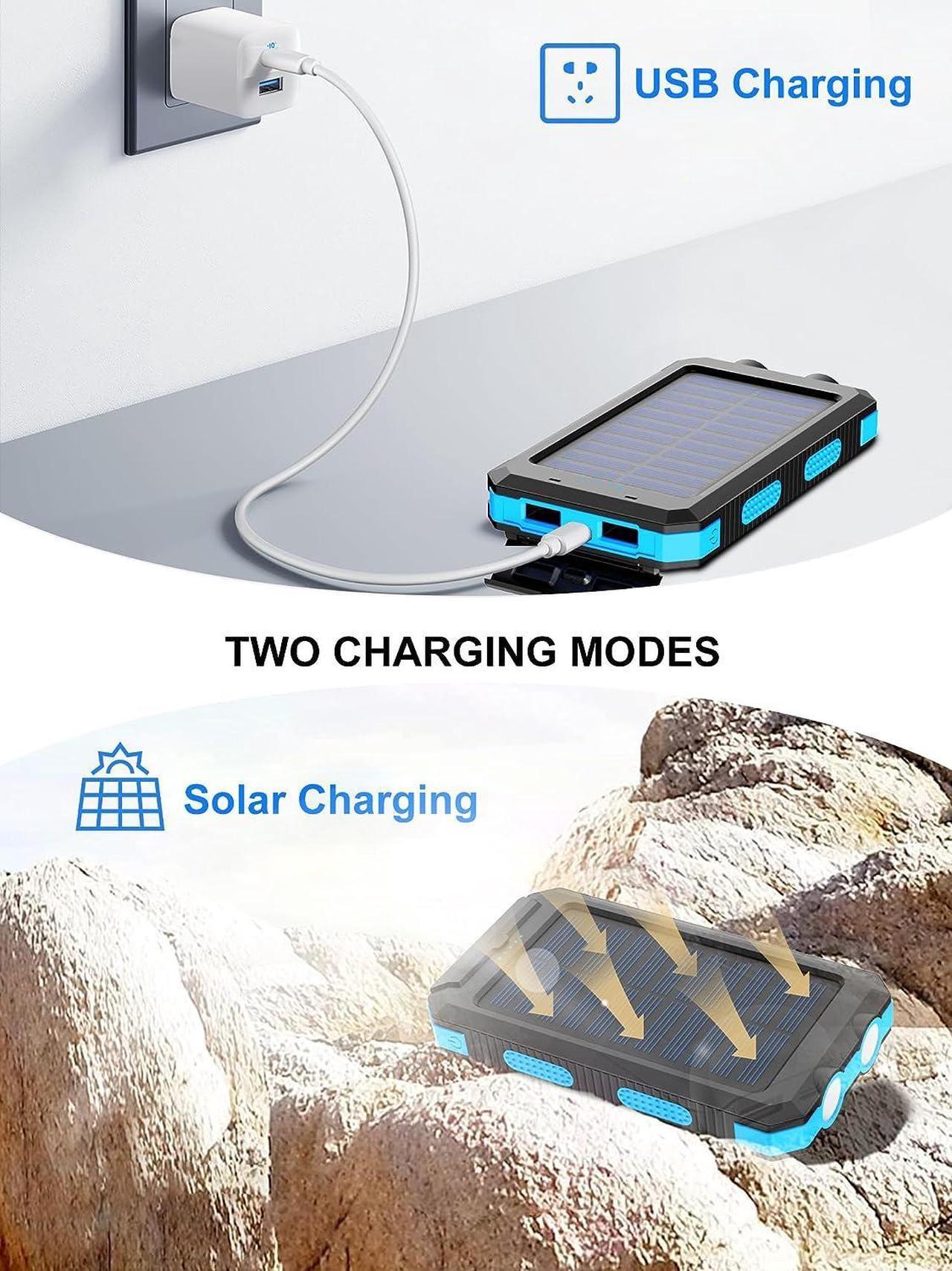 Alt view image 5 of 7 - Solar Charger,38800mAh Portable Solar Power Bank,Waterproof External Backup Battery Power Pack Charger with USB C/LED Flashlights Compatible with iPhone,Tablet,Android,Suitable for Outdoor Camping