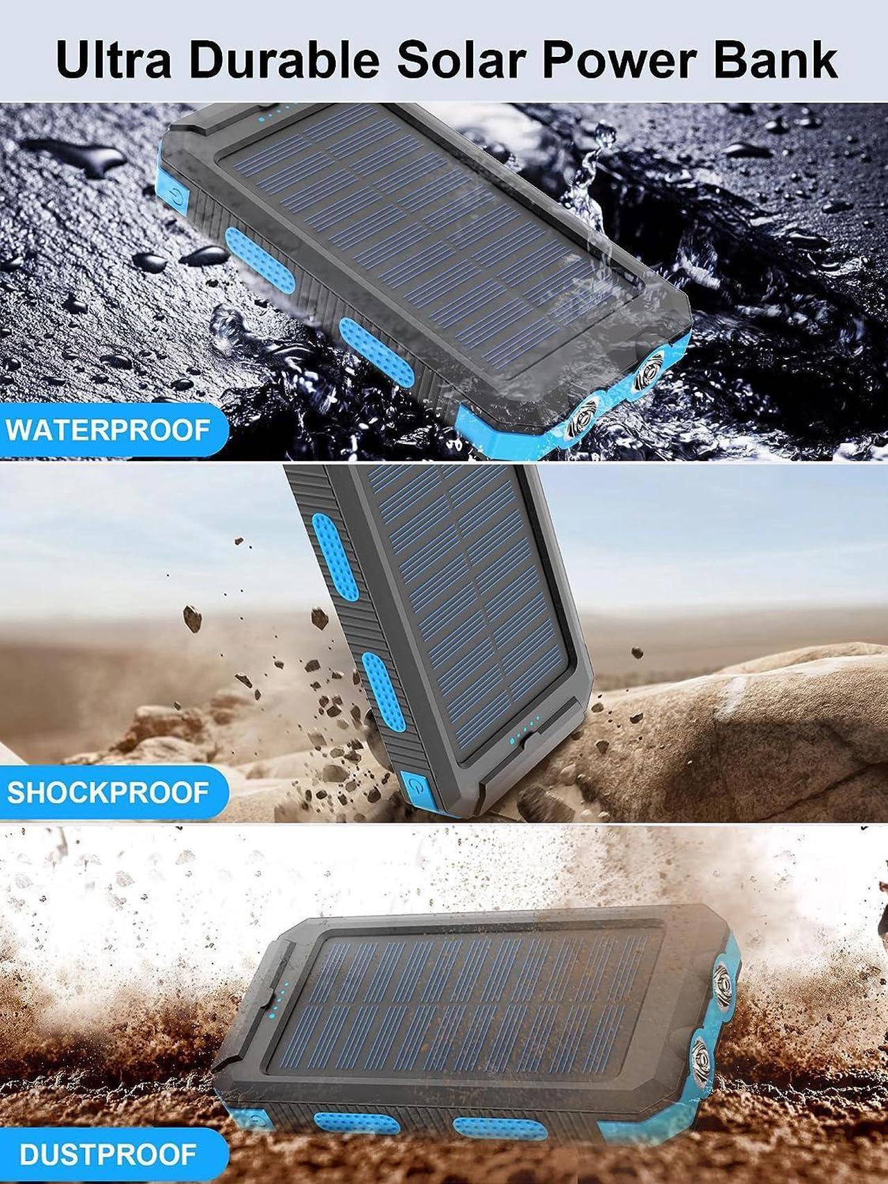 Alt view image 7 of 7 - Solar Charger,38800mAh Portable Solar Power Bank,Waterproof External Backup Battery Power Pack Charger with USB C/LED Flashlights Compatible with iPhone,Tablet,Android,Suitable for Outdoor Camping
