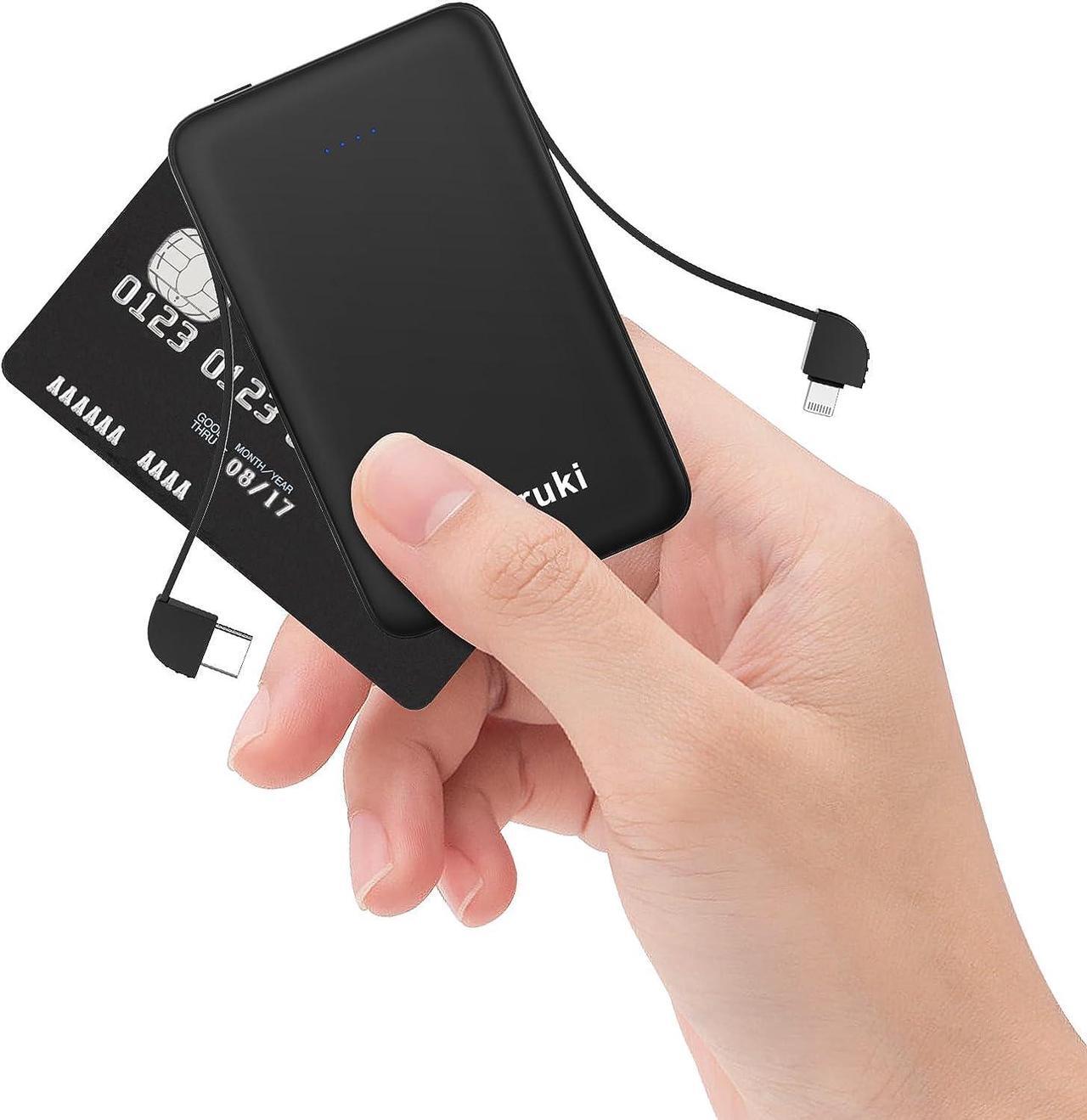 Main image of Smallest Portable Charger with Built-in Cables 6000mAh Ultra Slim Power Bank Mini High Speed External Battery Packs Lightweight USB C Phone Charger for iPhone  Google Android