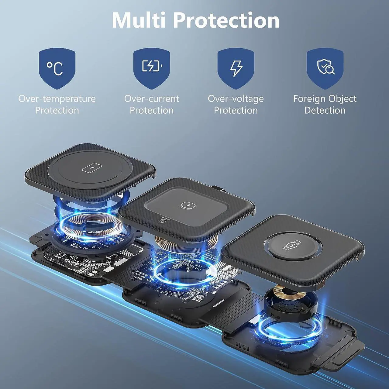 Alt view image 5 of 7 - Travel Charger for Samsung Multi Devices, Foldable 3 in 1 Wireless Charging Station Fast Charging Stand/Pad Compatible for Samsung Galaxy S25/S24/S23/S22/S21/Note20 Galaxy Watch7/6/5/4/3 Galaxy Buds3