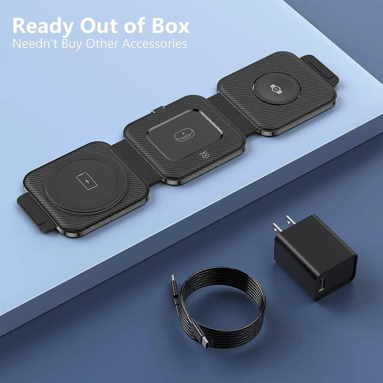 Alt view image 7 of 7 - Travel Charger for Samsung Multi Devices, Foldable 3 in 1 Wireless Charging Station Fast Charging Stand/Pad Compatible for Samsung Galaxy S25/S24/S23/S22/S21/Note20 Galaxy Watch7/6/5/4/3 Galaxy Buds3