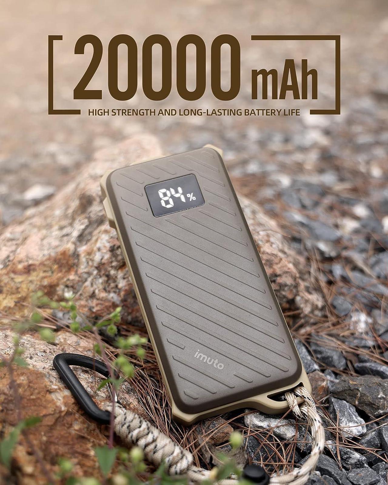 Alt view image 6 of 7 - imuto IP67 Waterproof 65W 20000mAh Laptop Portable Charger,Fast Charging USB C PD 3.0 Battery Pack with Lanyard,Portable Battery for Camping,External Battery Pack Compatible with MacBook, iPad,etc.