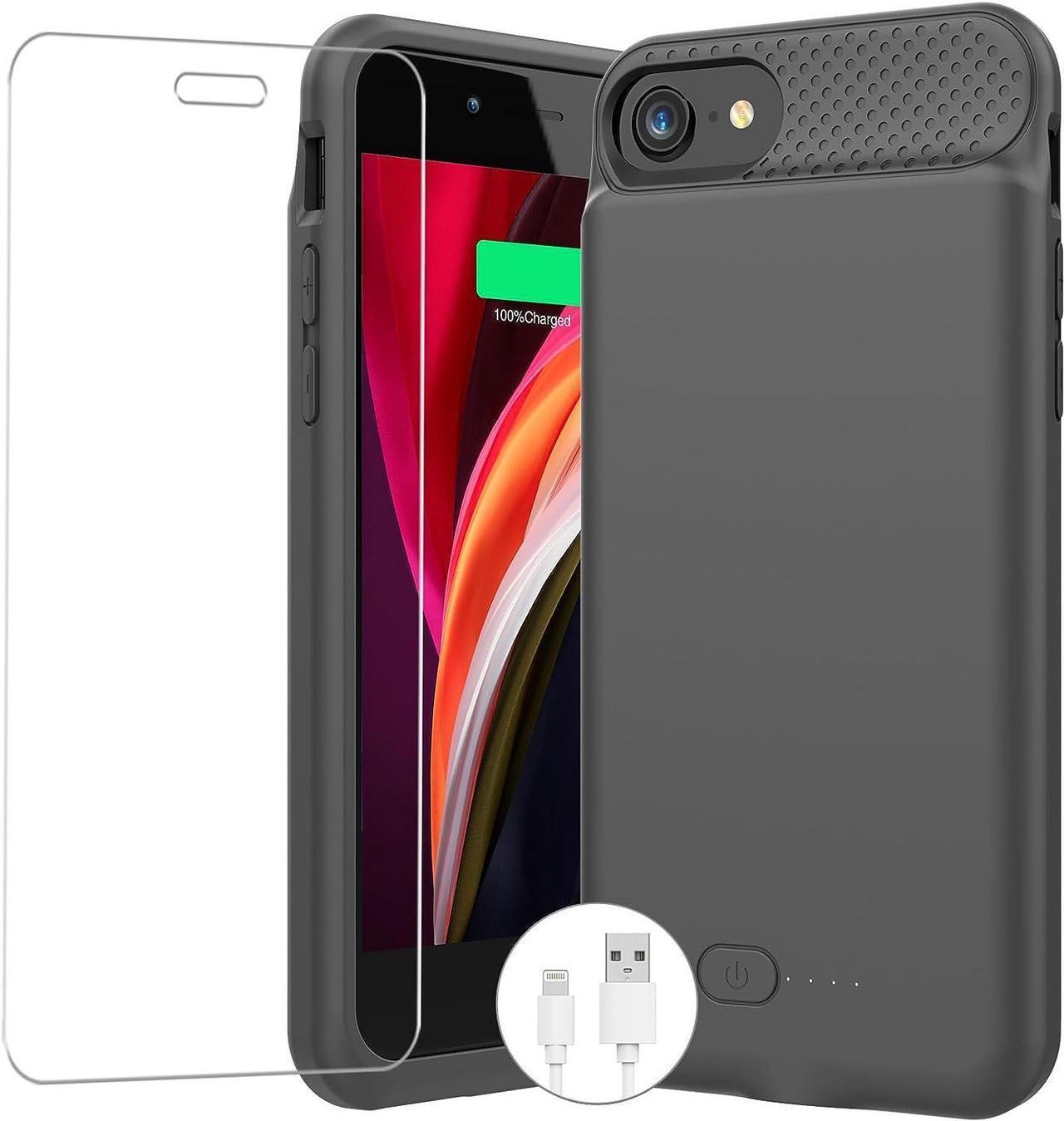 Main image of Charging Case for iPhone 8/7/6s/6/SE (2022/2020) - Slim 6000mAh Battery Case with 360°Protection and Rechargeable Extended Battery Charger for 4.7-inch iPhone8/7/6S/6/SE(3rd & 2nd Generation)Black