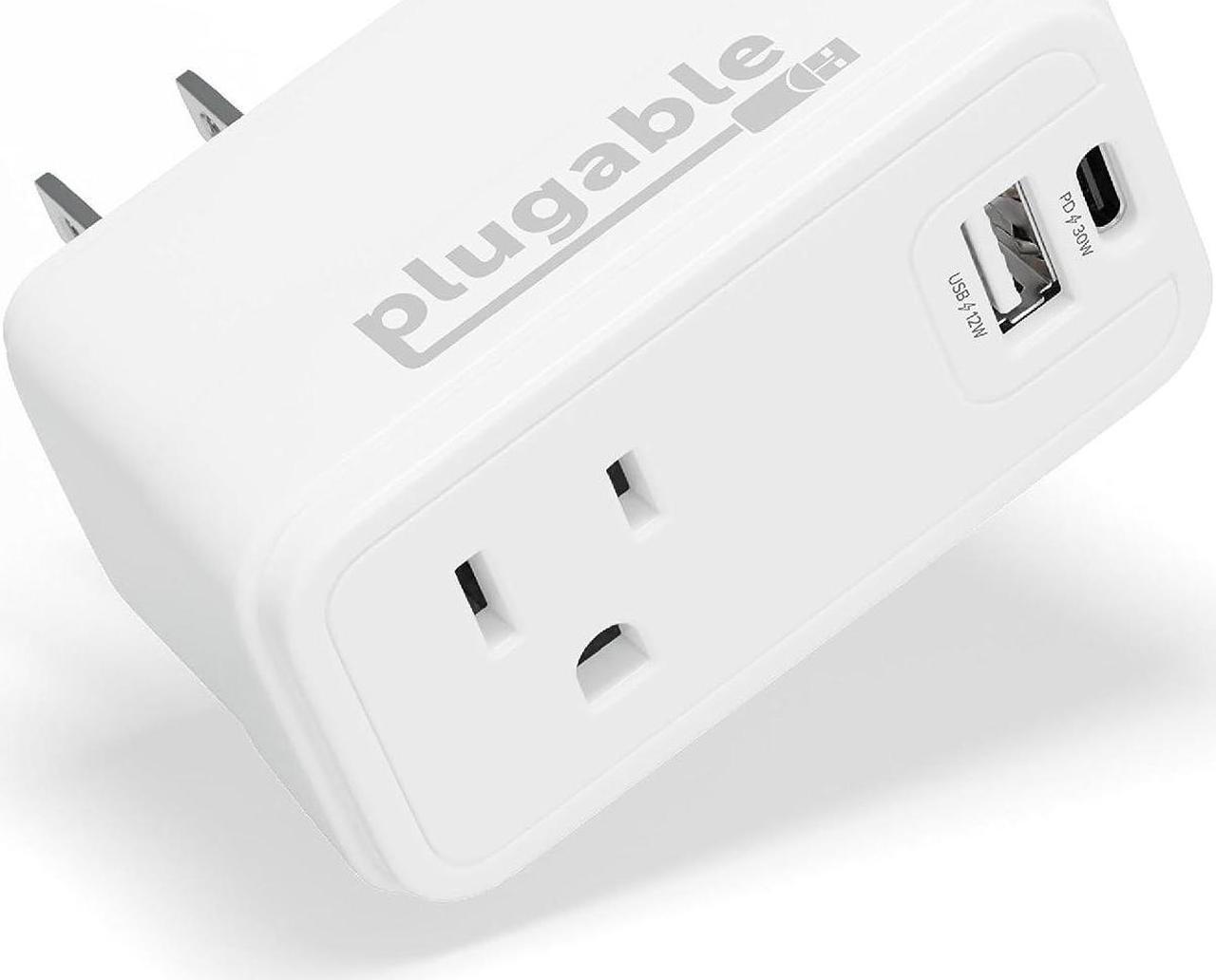 Main image of Plugable Wall Outlet Extender with 1x USB-C and 1x USB, 32W USB C Charger Block, USBC Fast Charger for iPhone 13/14, Travel, Home, Office, Cruise Ship
