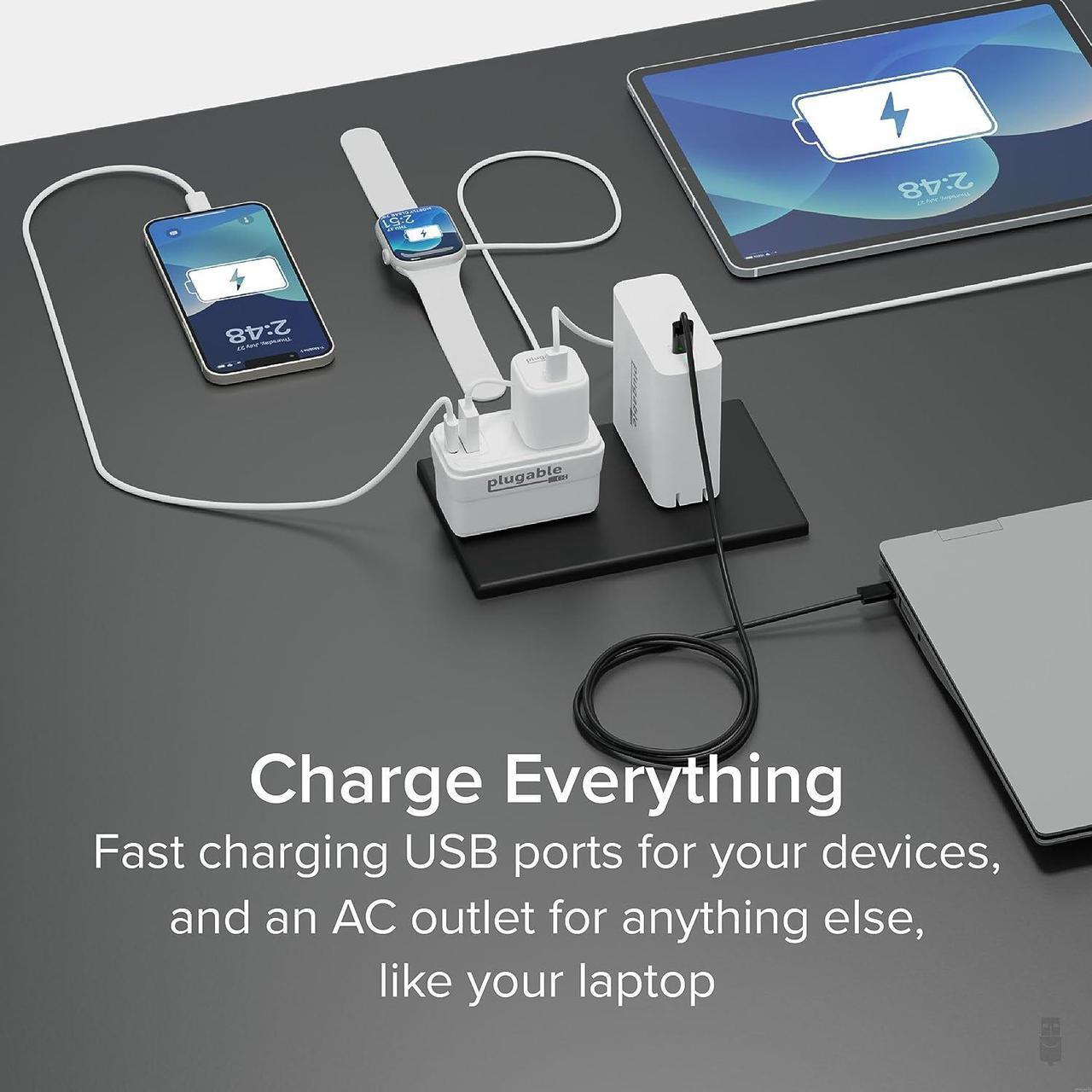 Alt view image 3 of 7 - Plugable Wall Outlet Extender with 1x USB-C and 1x USB, 32W USB C Charger Block, USBC Fast Charger for iPhone 13/14, Travel, Home, Office, Cruise Ship