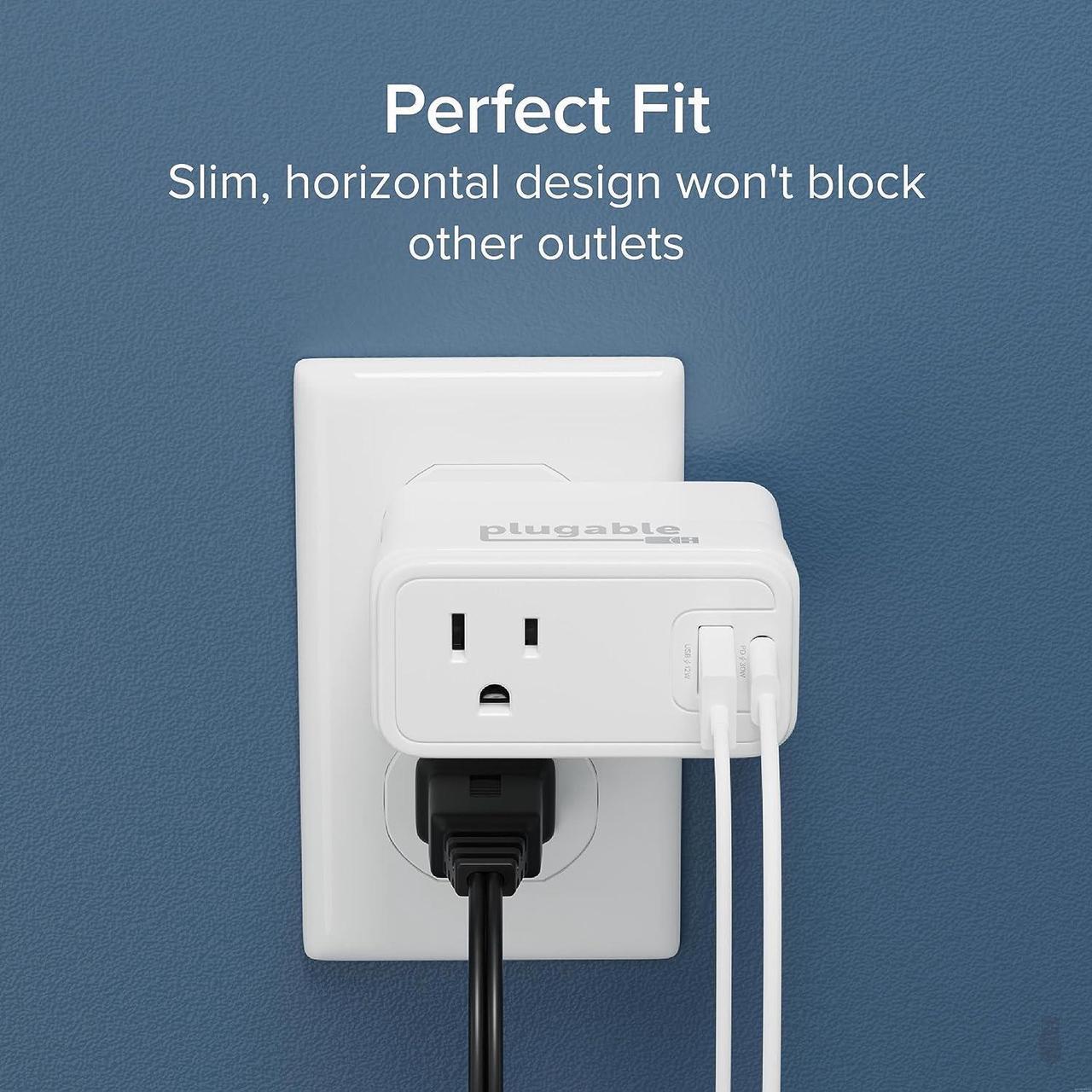 Alt view image 5 of 7 - Plugable Wall Outlet Extender with 1x USB-C and 1x USB, 32W USB C Charger Block, USBC Fast Charger for iPhone 13/14, Travel, Home, Office, Cruise Ship