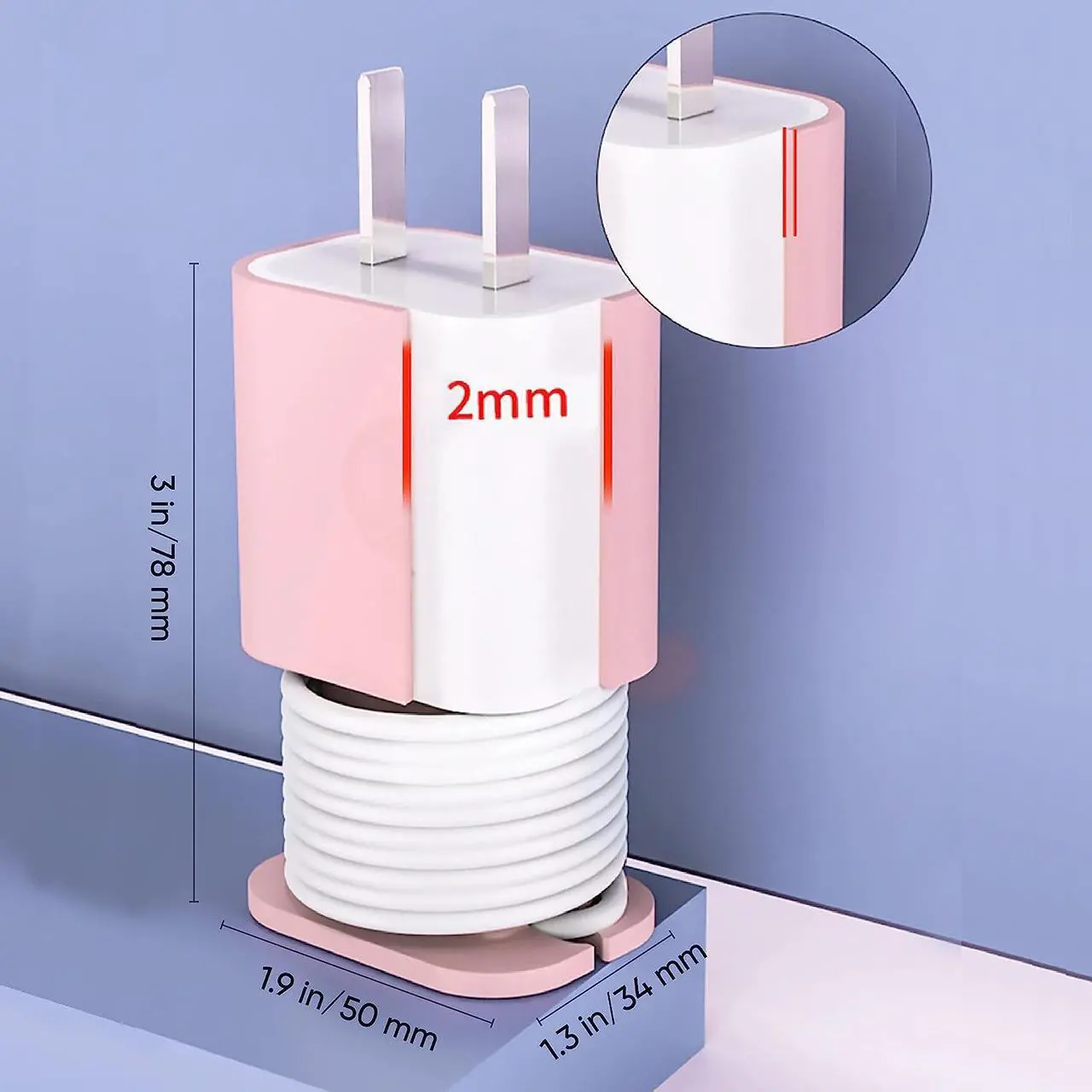 Alt view image 5 of 7 - 4-Pack 2 In 1 Silicone Charger Protector with Cord Wrap, Iphone Silicone Power Adapter Case, Snapback Charger Winder, Compatible with 18W/20W Charger - 1.65 x 1.1 inches (Charger not Included)