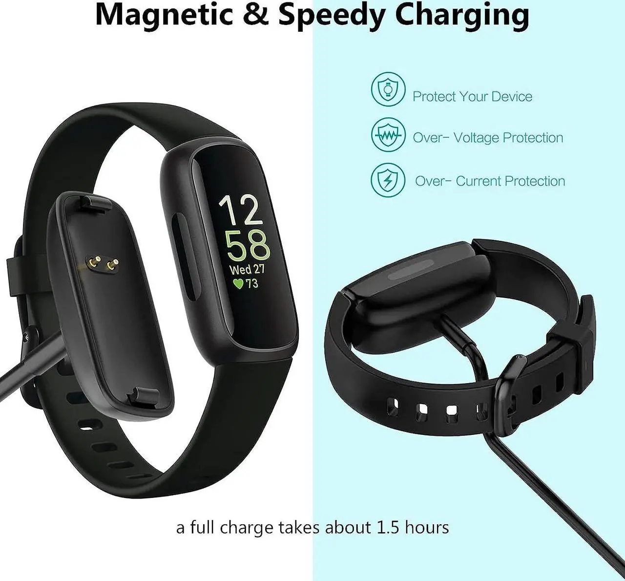 Alt view image 3 of 5 - Fast Wall Charger for Fitbit Inspire 2, Fitbit Ace 3 Charger for Kids Replacement Fitbit Inspire 2 HR USB Charging Cable Cord for Fitbit Inpsire 2 and Ace 3 (NOT for Inspire 3/Luxe/Charge 5)