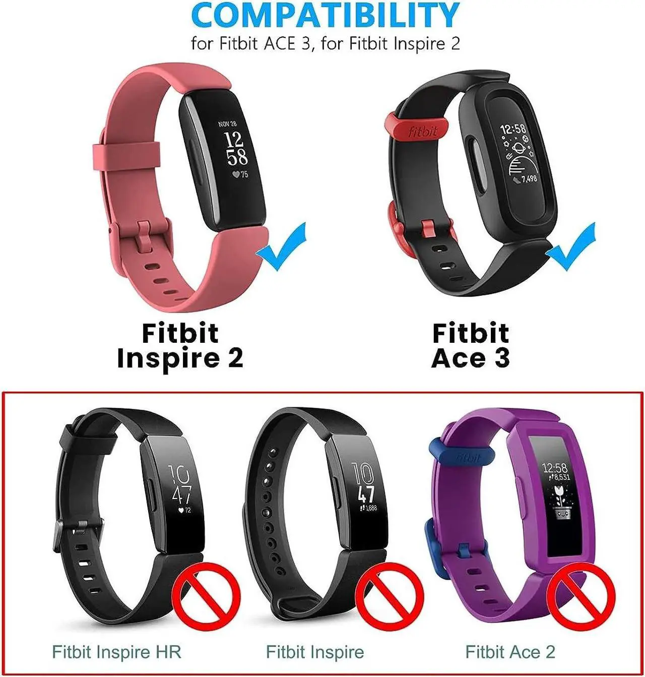 Alt view image 2 of 5 - Fast Wall Charger for Fitbit Inspire 2, Fitbit Ace 3 Charger for Kids Replacement Fitbit Inspire 2 HR USB Charging Cable Cord for Fitbit Inpsire 2 and Ace 3 (NOT for Inspire 3/Luxe/Charge 5)