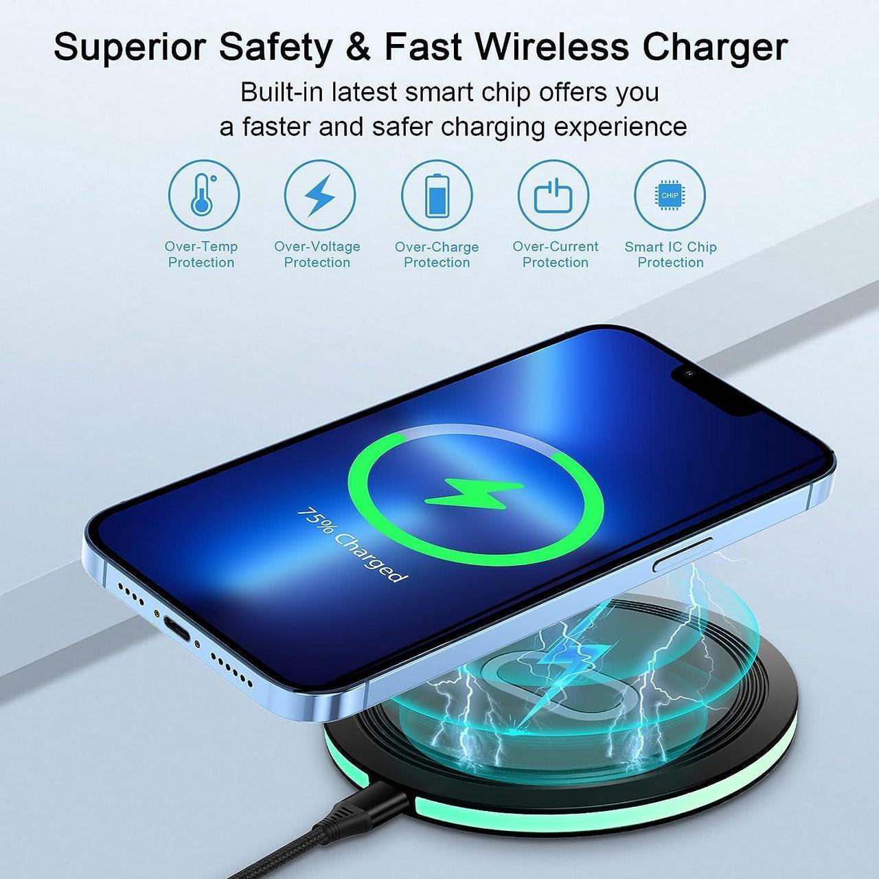 Alt view image 2 of 7 - Wireless Charger Samsung Fast Charging Pad for Samsung Galaxy S25 Ultra/S24 FE/S23 Ultra/S22/S21/Z Flip 6 5,15W Wireless Charging Station Charger Mat and QC Adapter for Google Pixel 9 8a 7a 8 7 Pro
