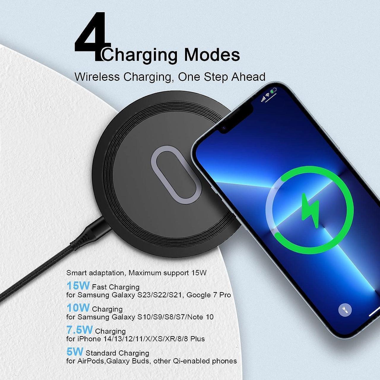 Alt view image 6 of 7 - Wireless Charger Samsung Fast Charging Pad for Samsung Galaxy S25 Ultra/S24 FE/S23 Ultra/S22/S21/Z Flip 6 5,15W Wireless Charging Station Charger Mat and QC Adapter for Google Pixel 9 8a 7a 8 7 Pro