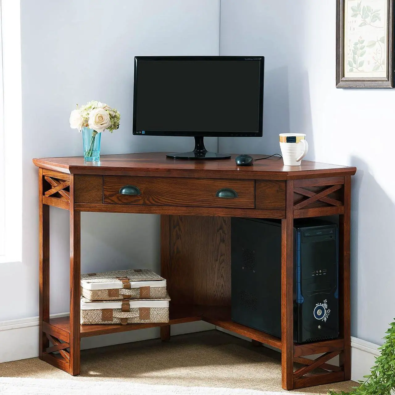 Main image of Leick Home Corner Computer and Writing Desk, Oak Finish