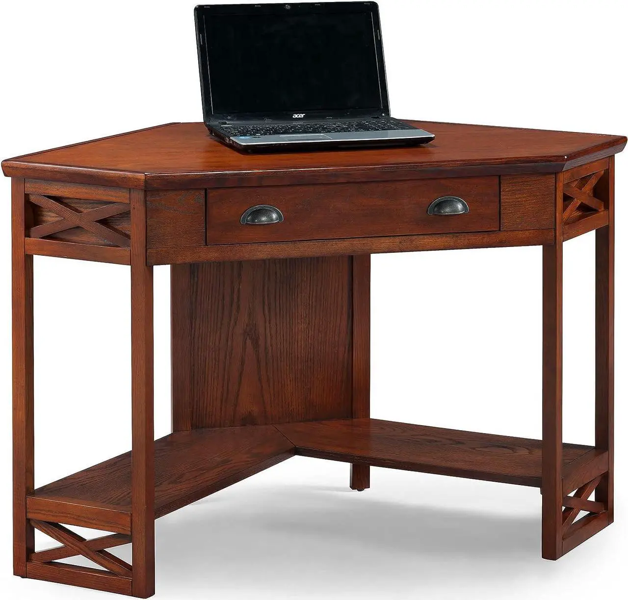 Alt view image 3 of 6 - Leick Home Corner Computer and Writing Desk, Oak Finish