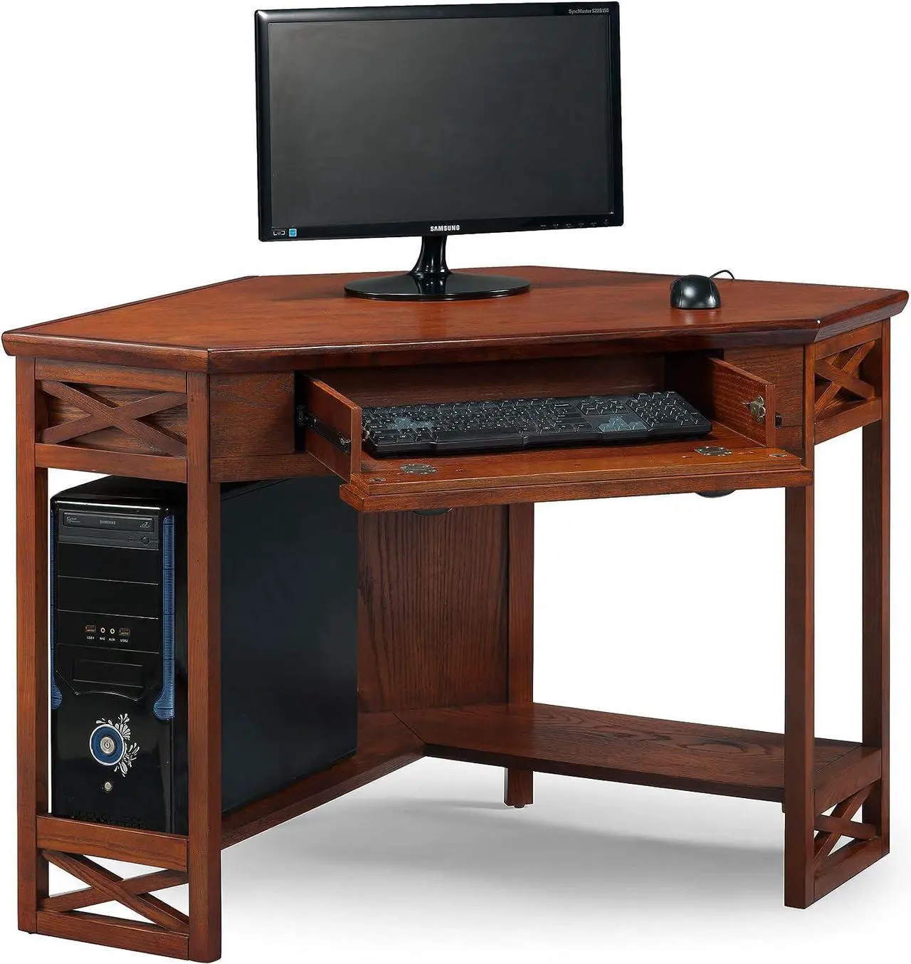 Alt view image 4 of 6 - Leick Home Corner Computer and Writing Desk, Oak Finish