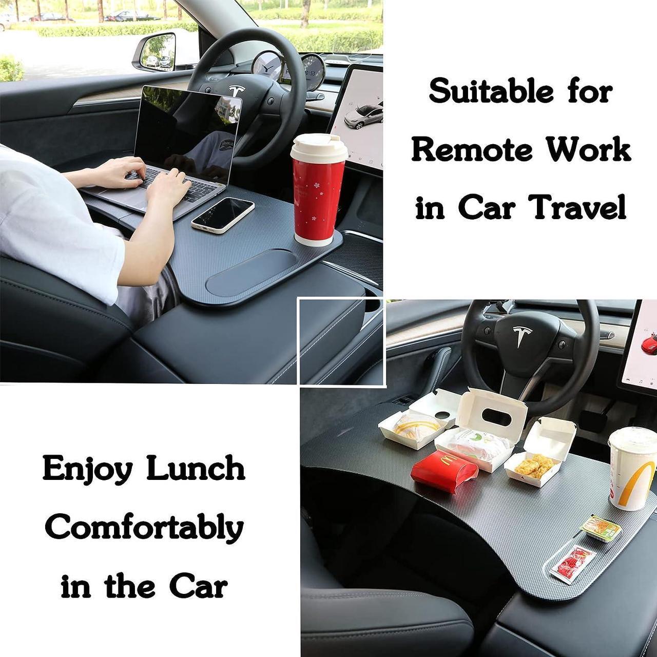 Alt view image 3 of 6 - for Tesla Model 3 Model Y Food Tray Desk for Laptop Foldable Car Tray Table for Eating Travel Multipurpose Tray for Driver Accessories