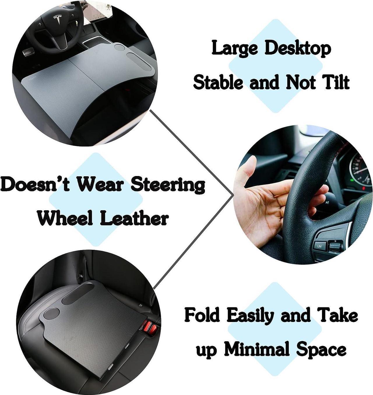 Alt view image 4 of 6 - for Tesla Model 3 Model Y Food Tray Desk for Laptop Foldable Car Tray Table for Eating Travel Multipurpose Tray for Driver Accessories