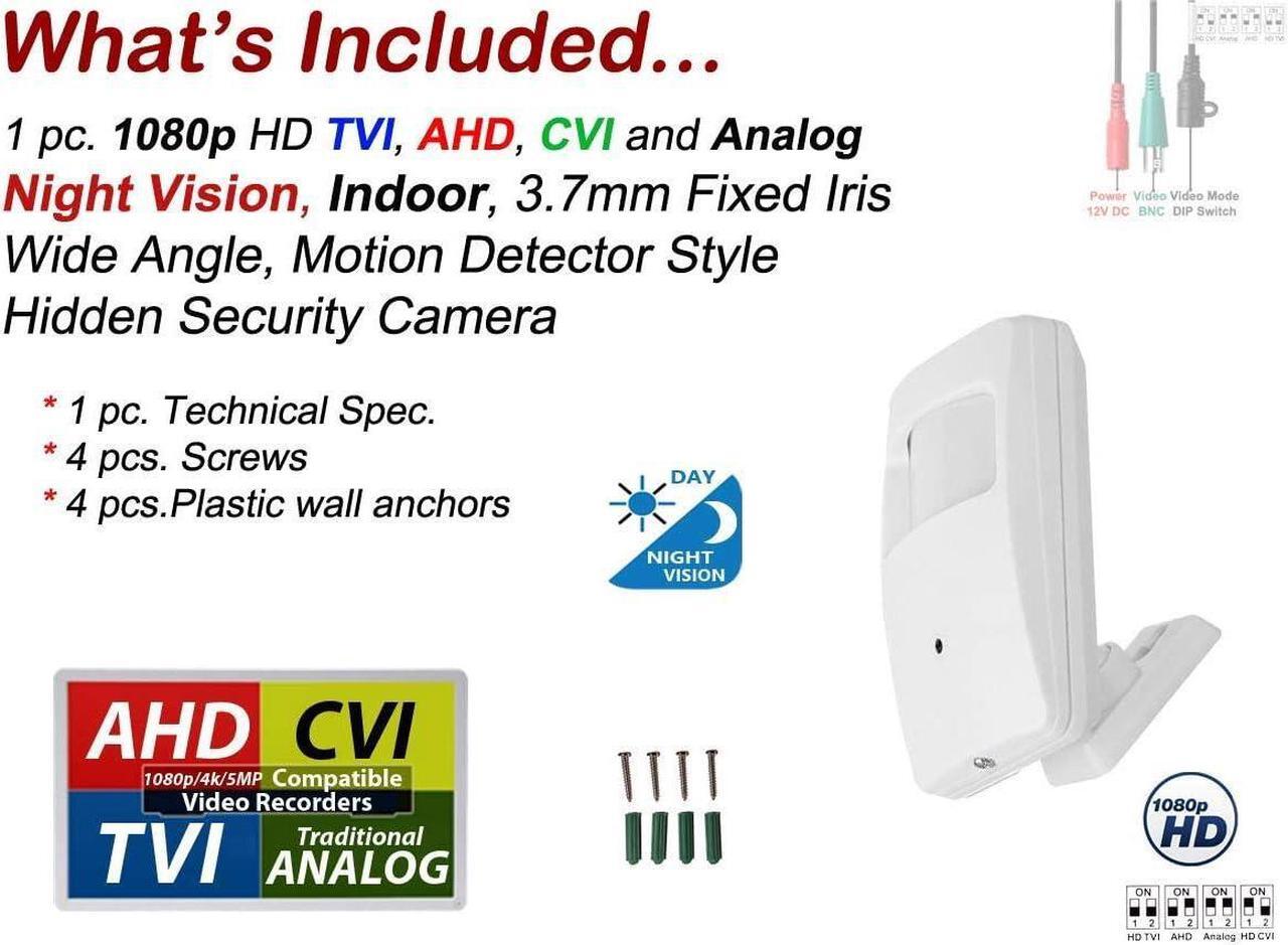 Alt view image 6 of 7 - Evertech 1080p Hidden Nanny Covert PIR Security Camera with Night Vision, Day Night Motion Detector Style AHD TVI CVI Analog Camera Only Indoor Using