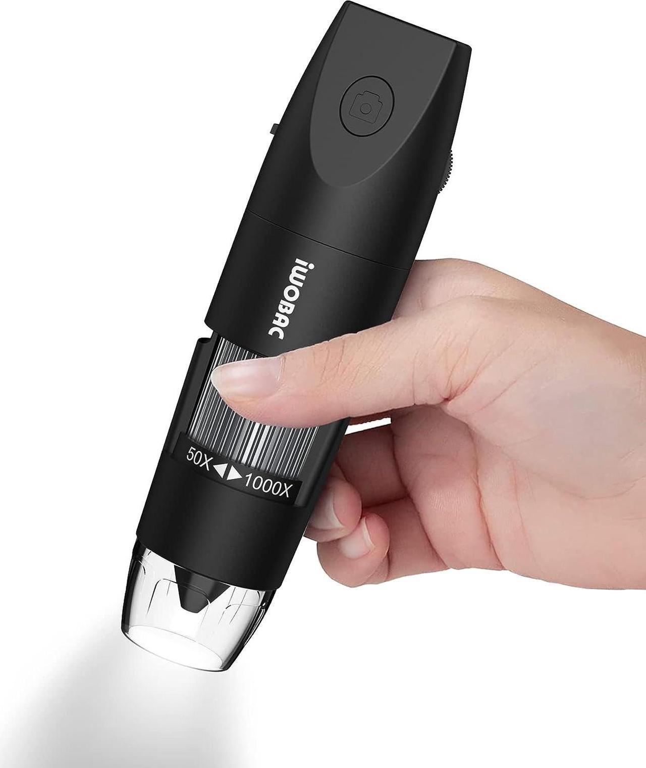 Main image of Digital Microscope Wireless Pocket Handheld USB Microscopes, 50x-1000x Zoom Fixed Focus HD Magnifier with LEDs, Inspection Camera Compatible with iPhone, Android Phone, MacBook, Windows PC (Black)